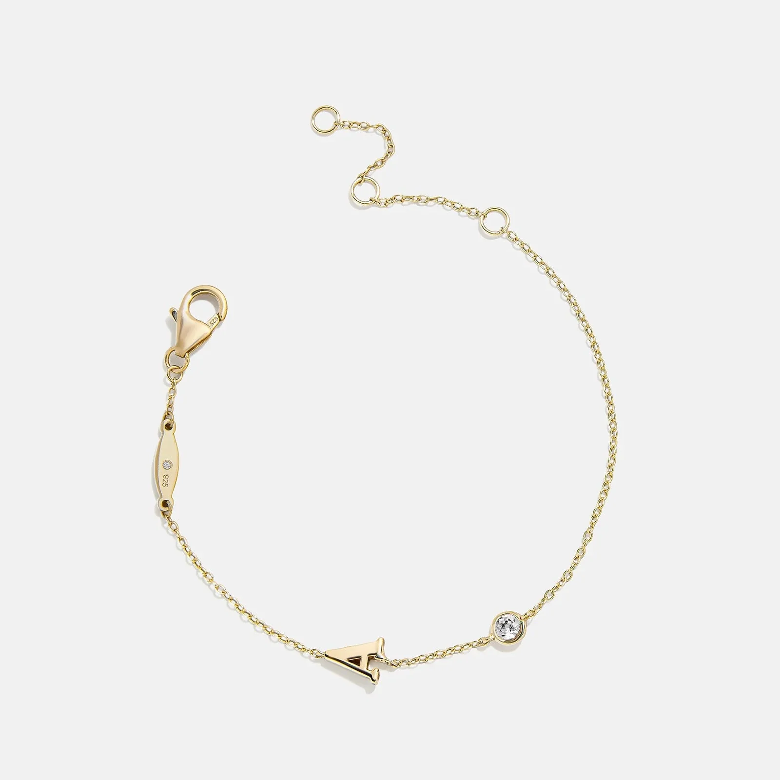 14K Gold Initial Birthstone Custom Bracelet - Crystal