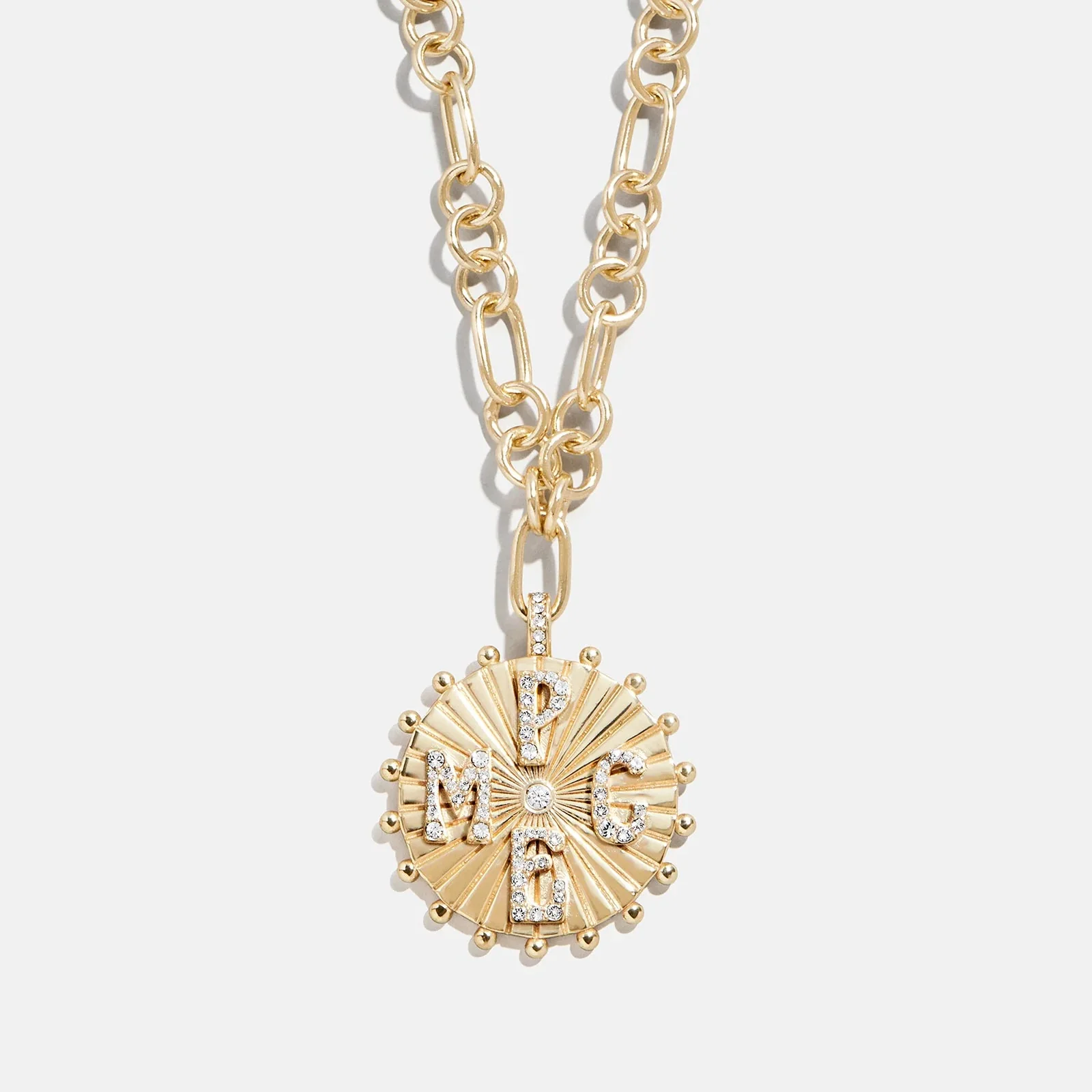 Initial Custom Medallion Necklace - Gold/Pavé