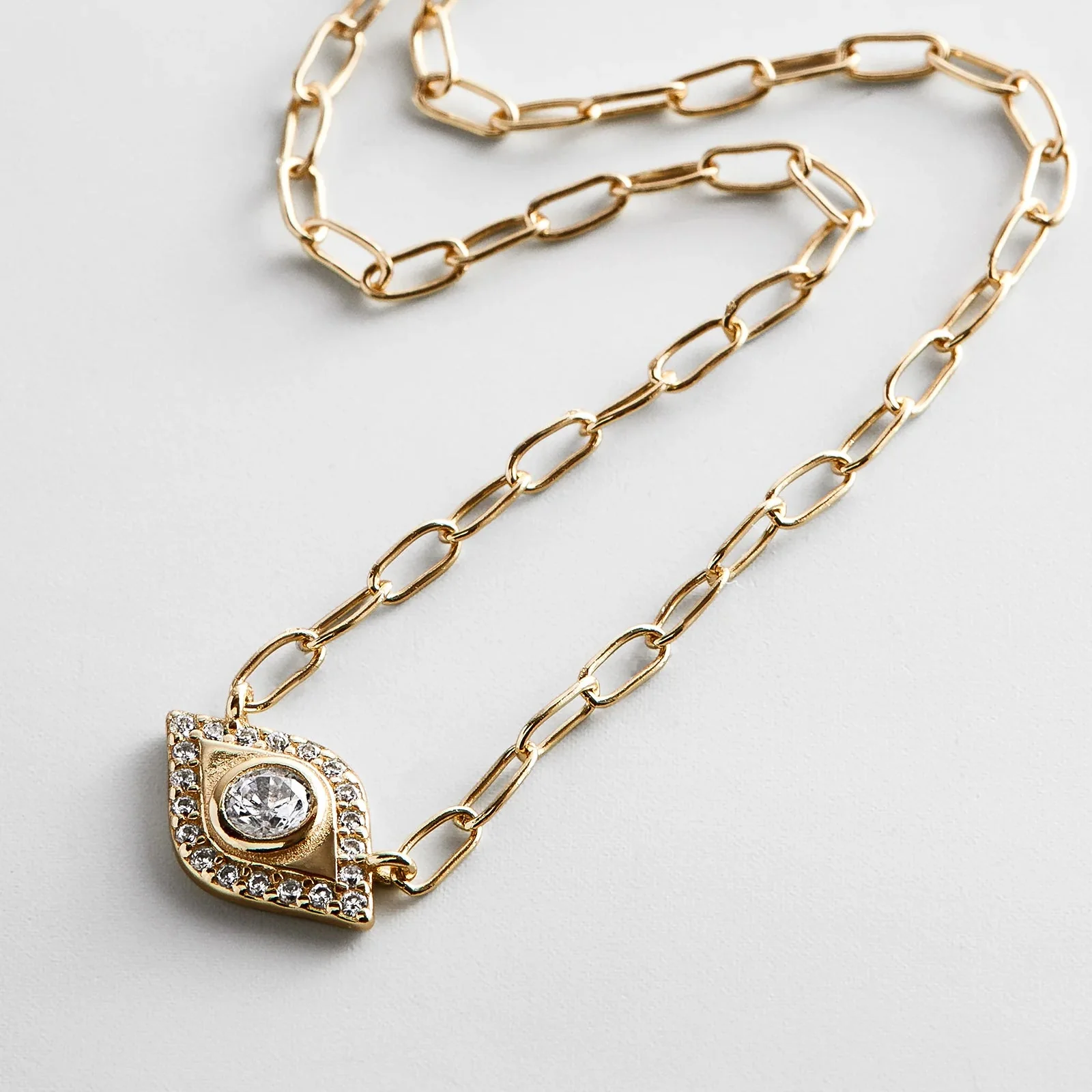 Evil Eye 14K Gold Hera Necklace - Gold/Pavé