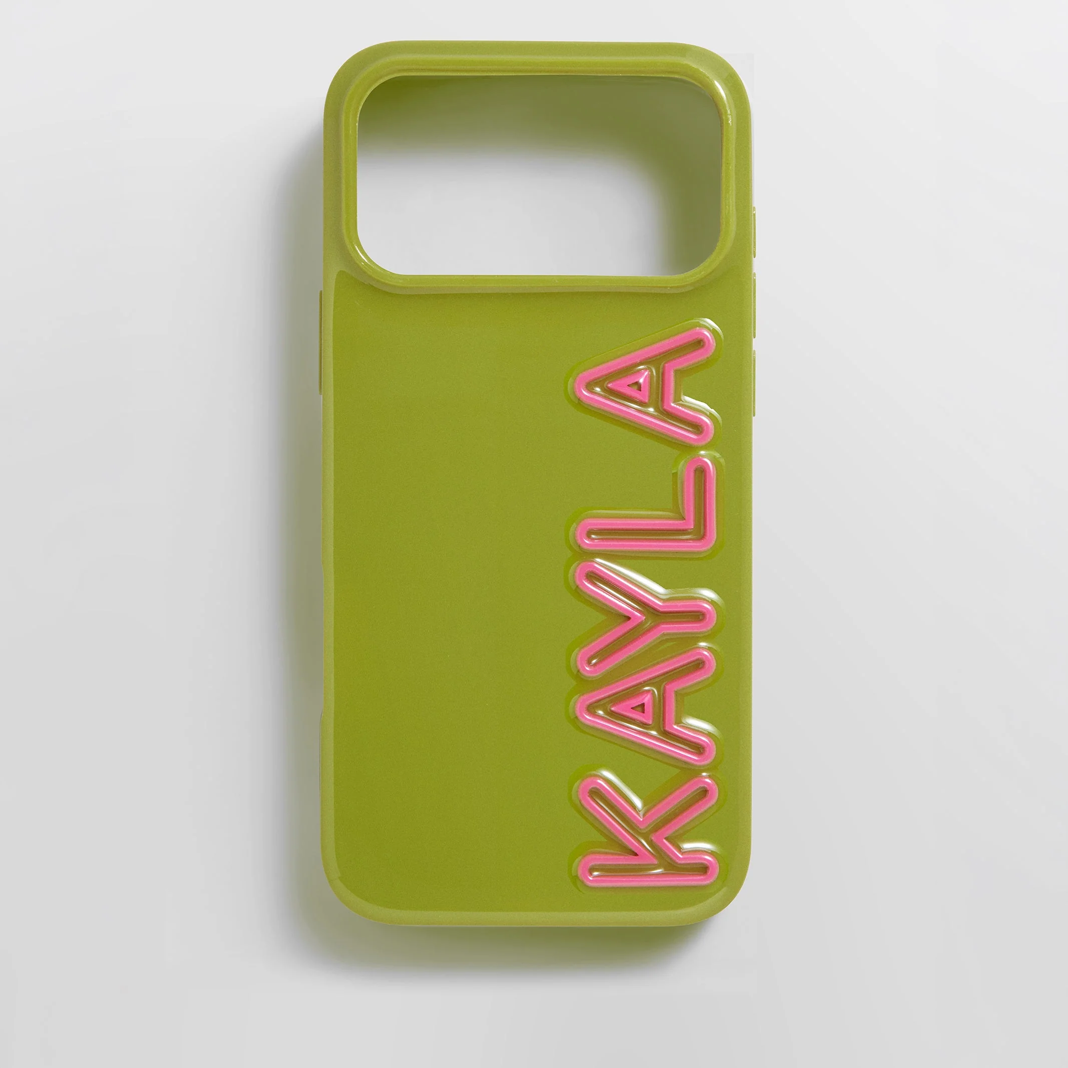 Fine Line Custom iPhone Case - Olive Green/Hot Pink