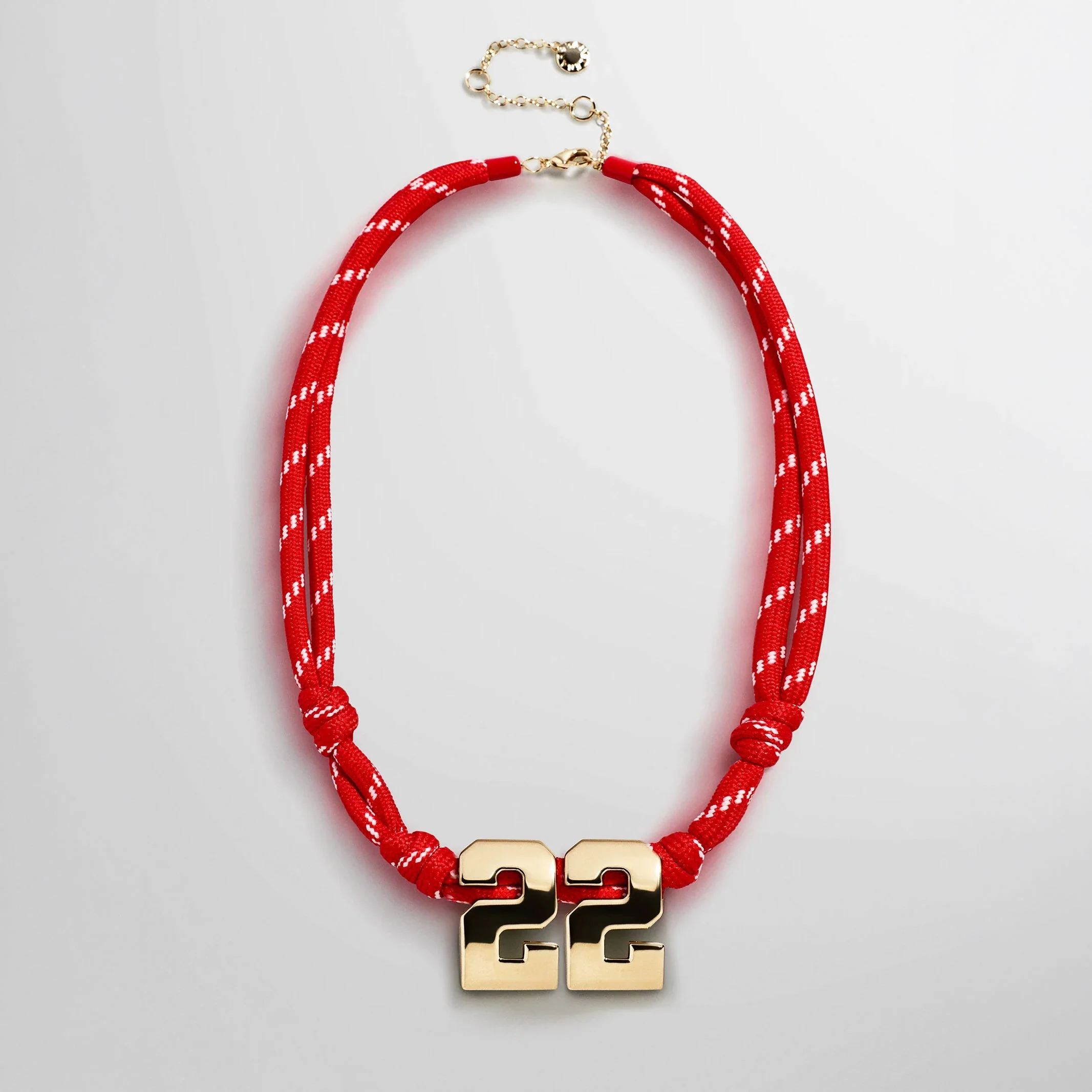 Knotty Varsity Custom Necklace - Cherry Red Double Digit