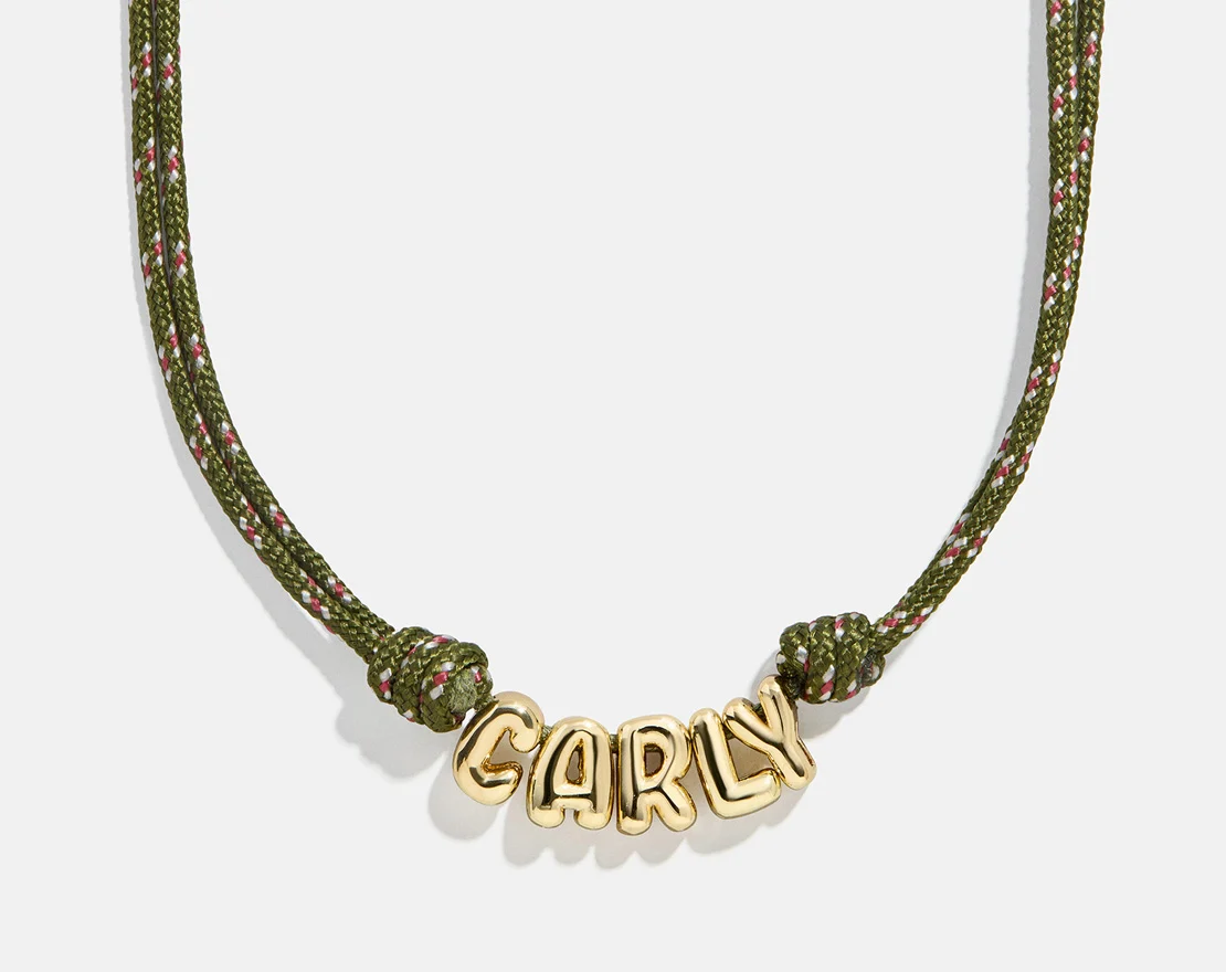 Bubble Letter Custom Paracord Necklace - Dark Green