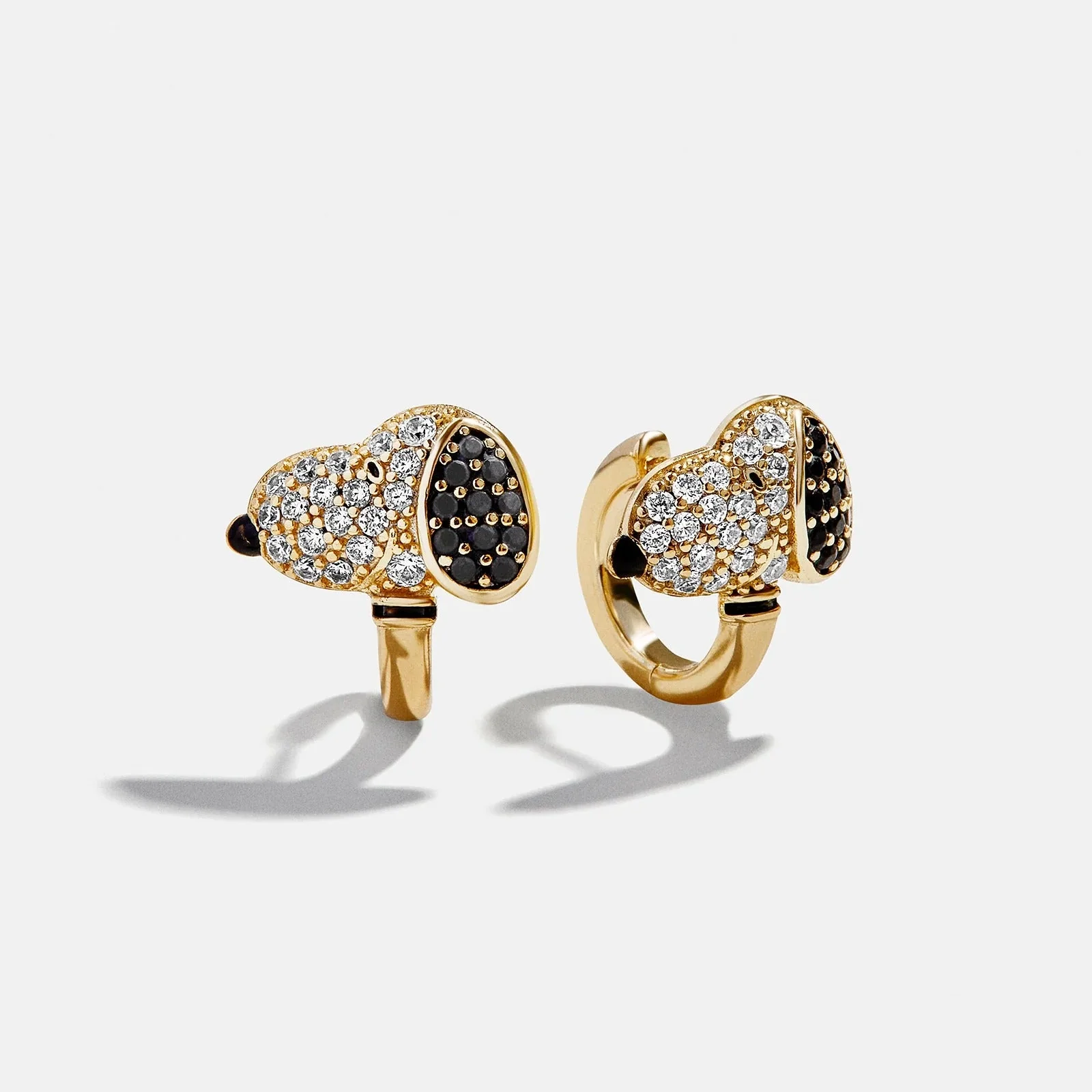 Peanuts Snoopy 14K Gold Earrings - Gold/Pavé