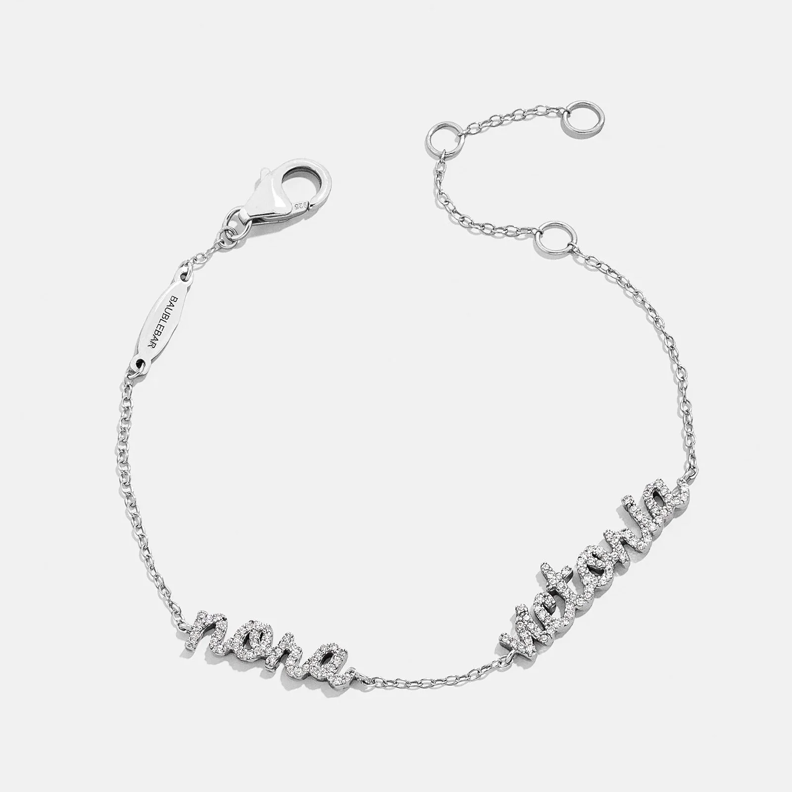 Sterling Silver/Pavé Custom Script Multi Name Bracelet - 2 Names