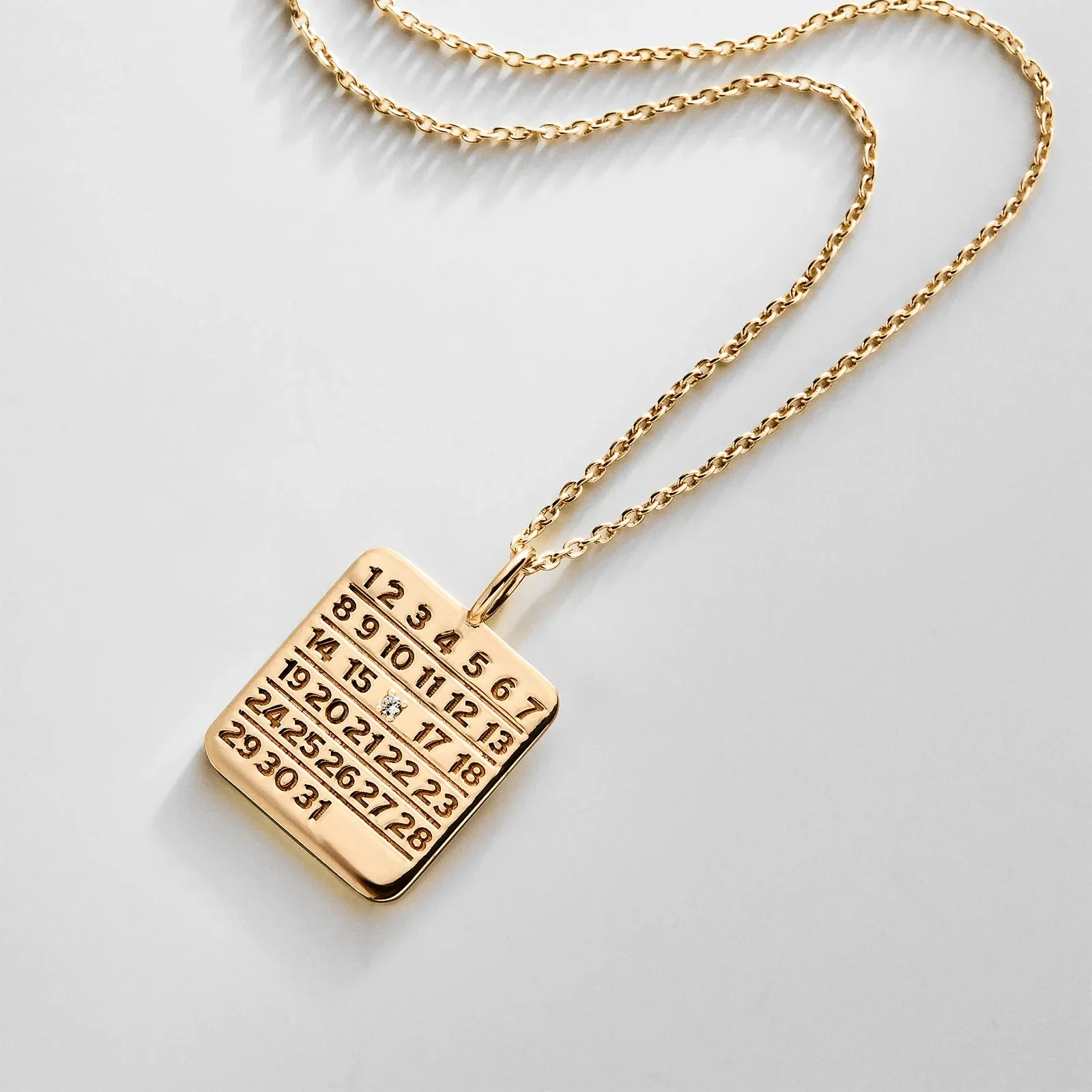 Save the Date Custom Calendar Pendant Necklace - Gold/Pavé