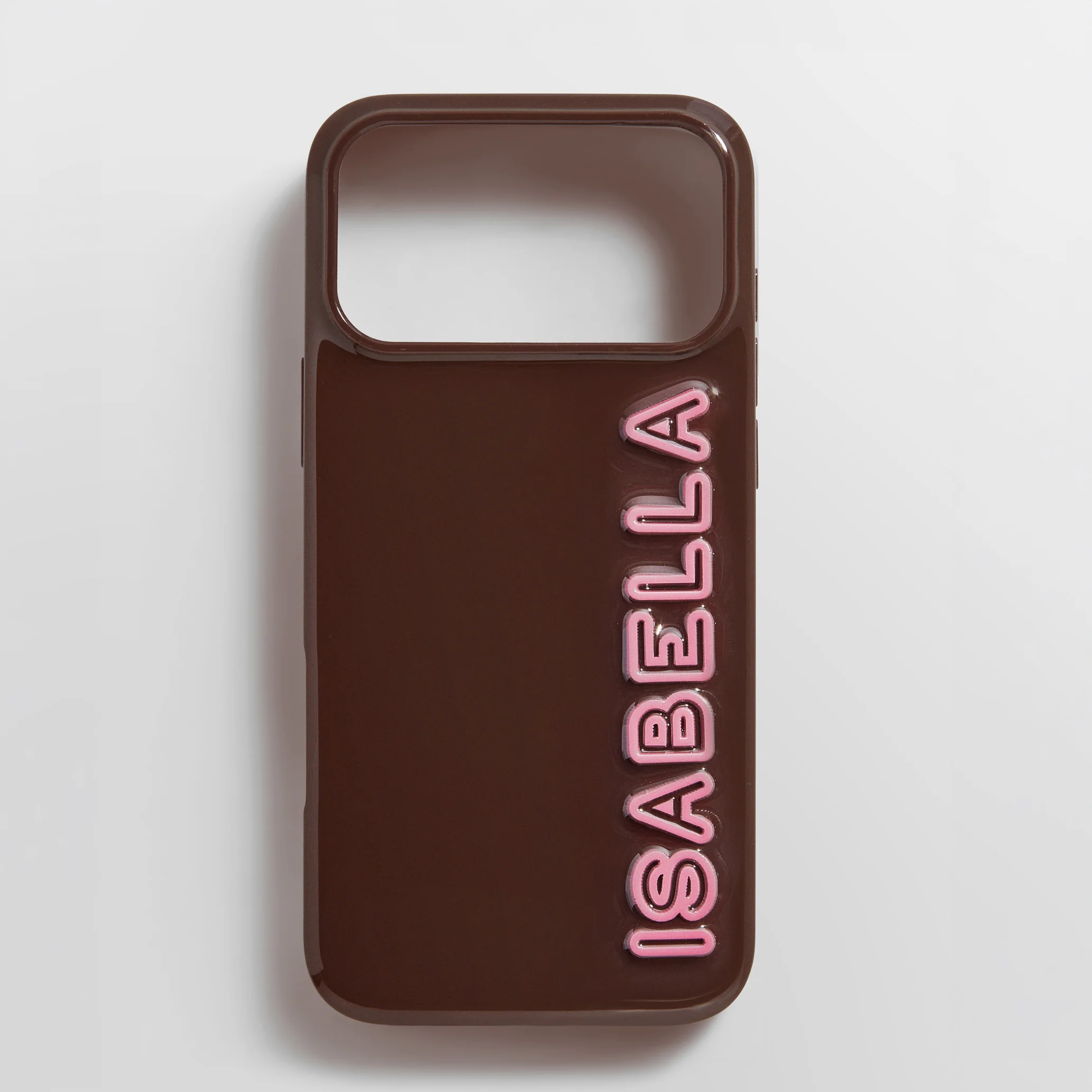 Fine Line Custom iPhone Case - Dark Brown/Pink