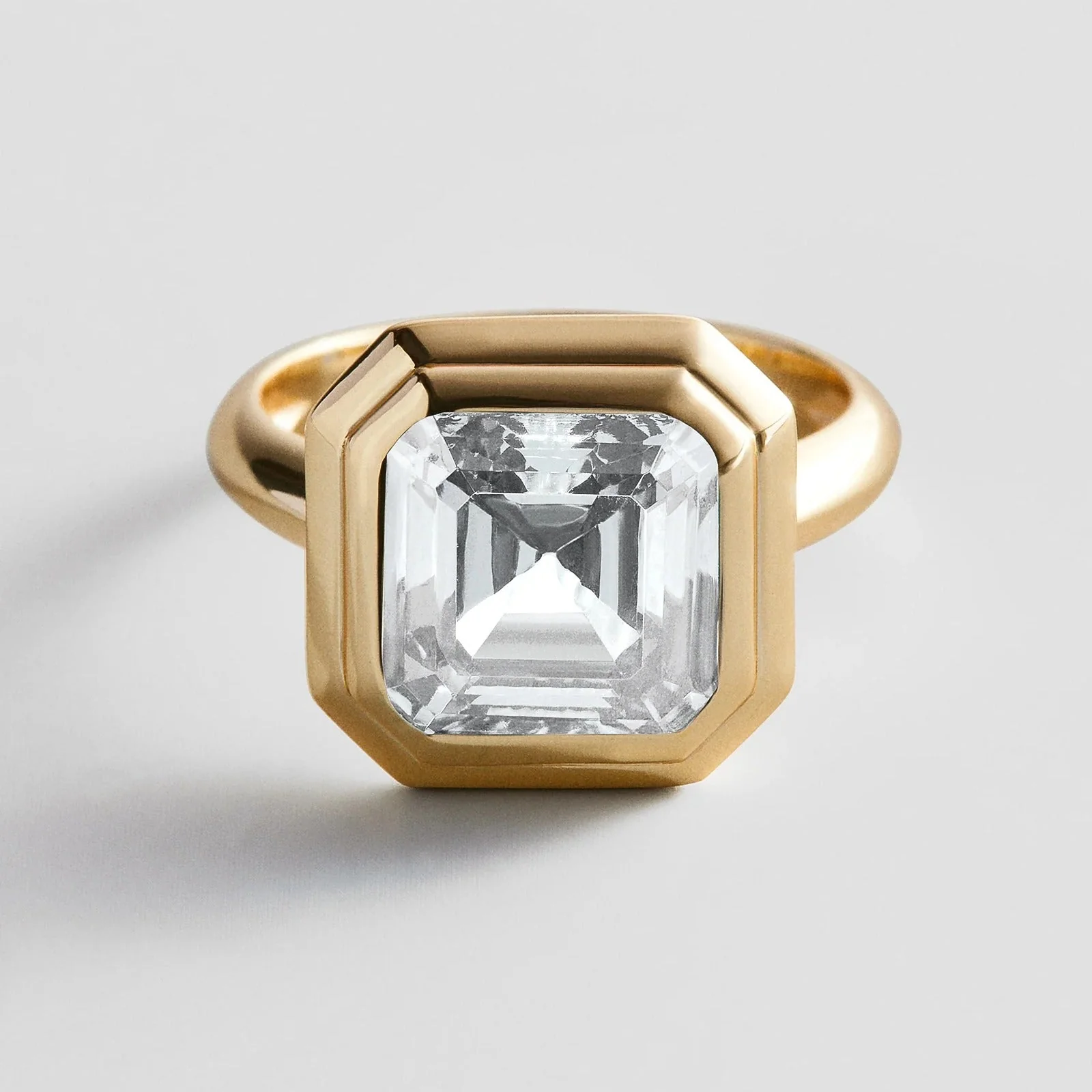 Gold Etched Bezel Custom Birthstone Ring - Crystal