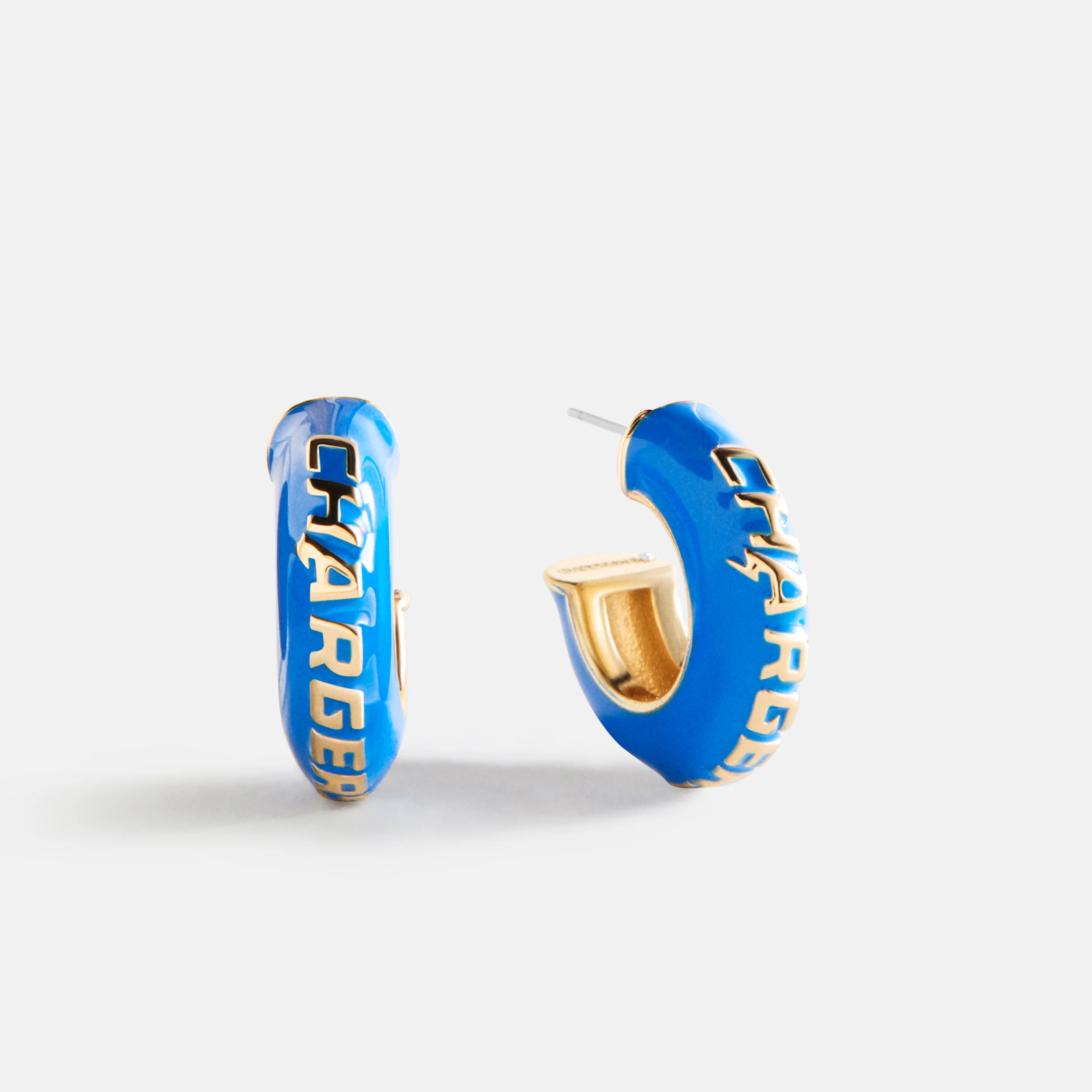NFL Enamel Hoop Earrings - Los Angeles Chargers