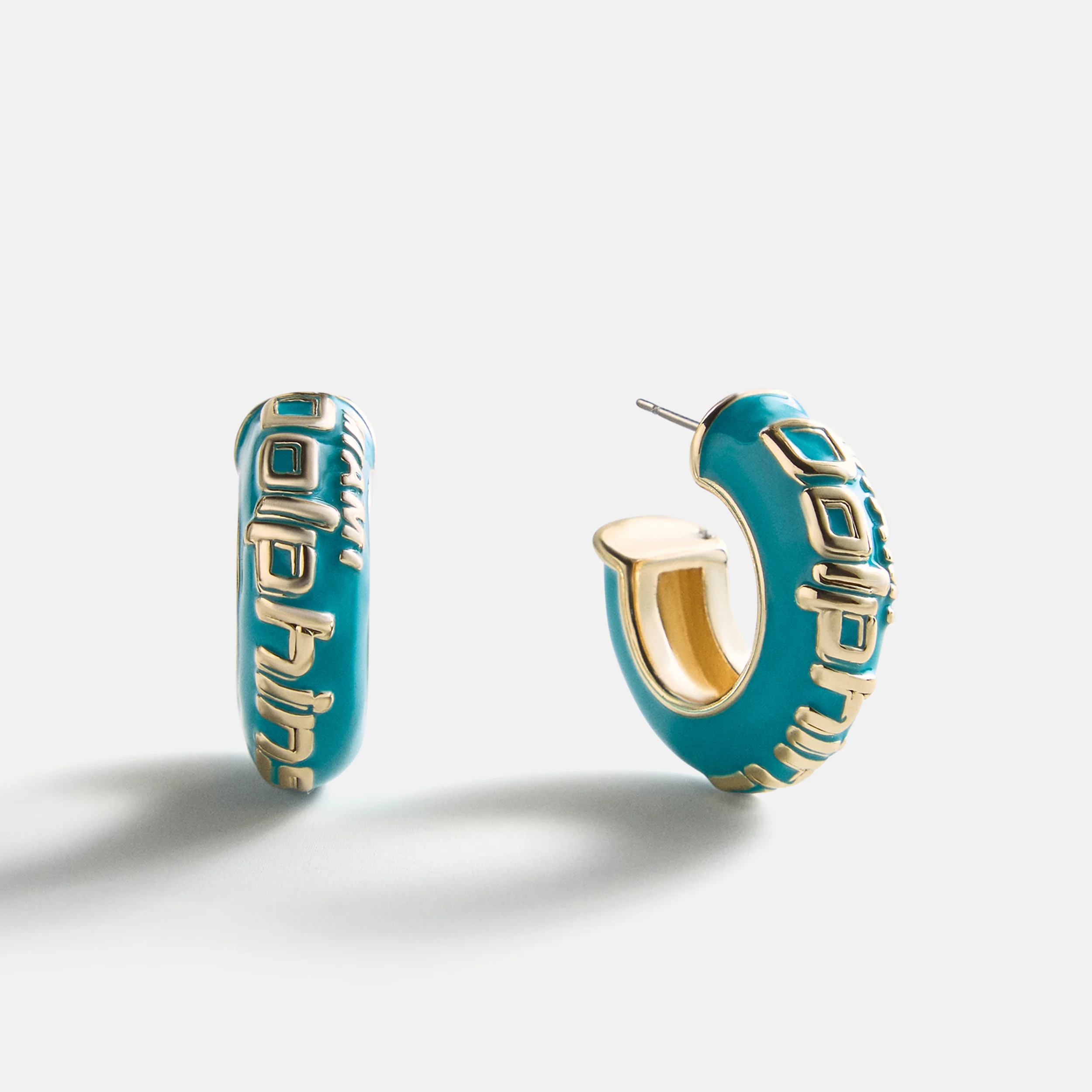 NFL Enamel Hoop Earrings - Miami Dolphins