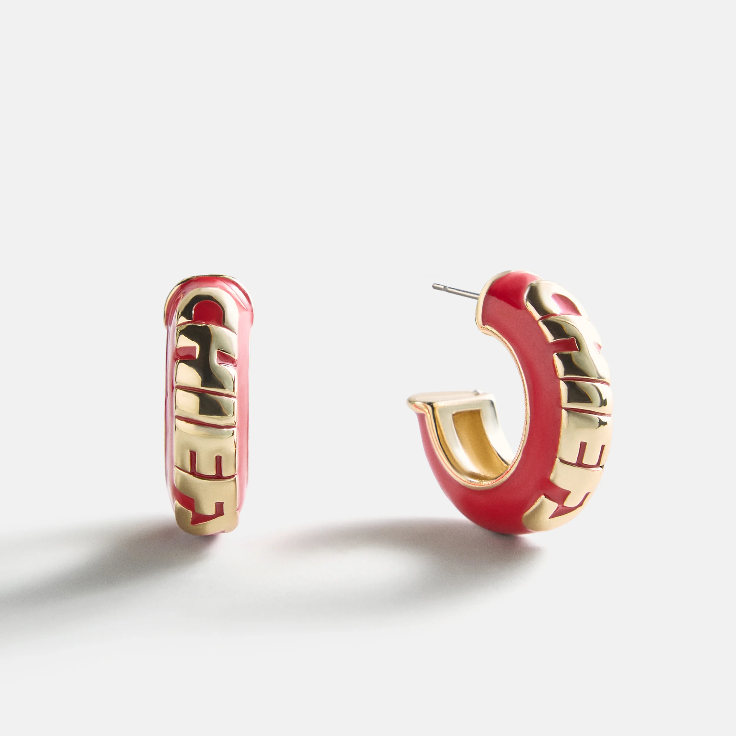 NFL Enamel Hoop Earrings - Kansas City Chiefs