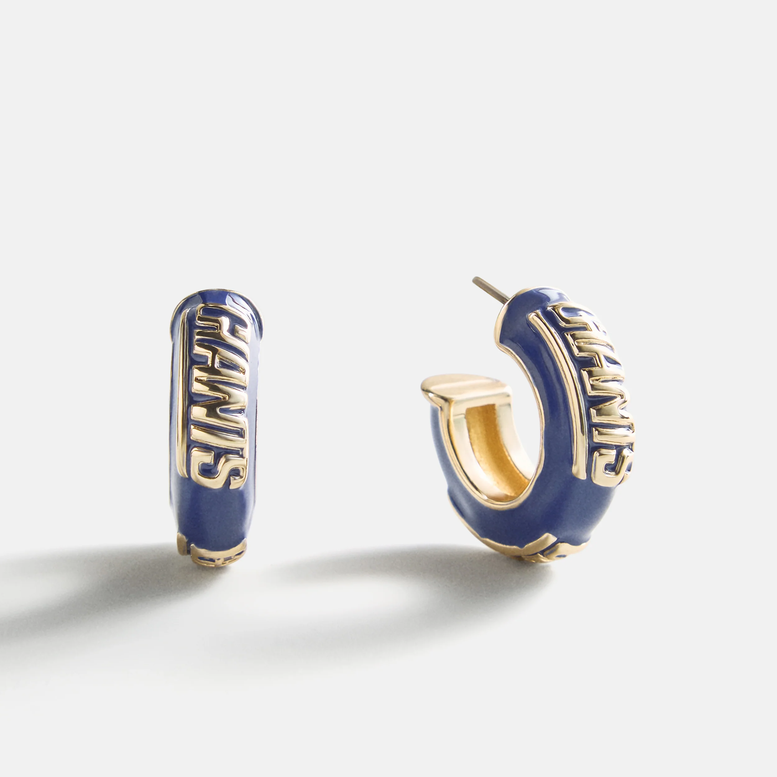 NFL Enamel Hoop Earrings - New York Giants