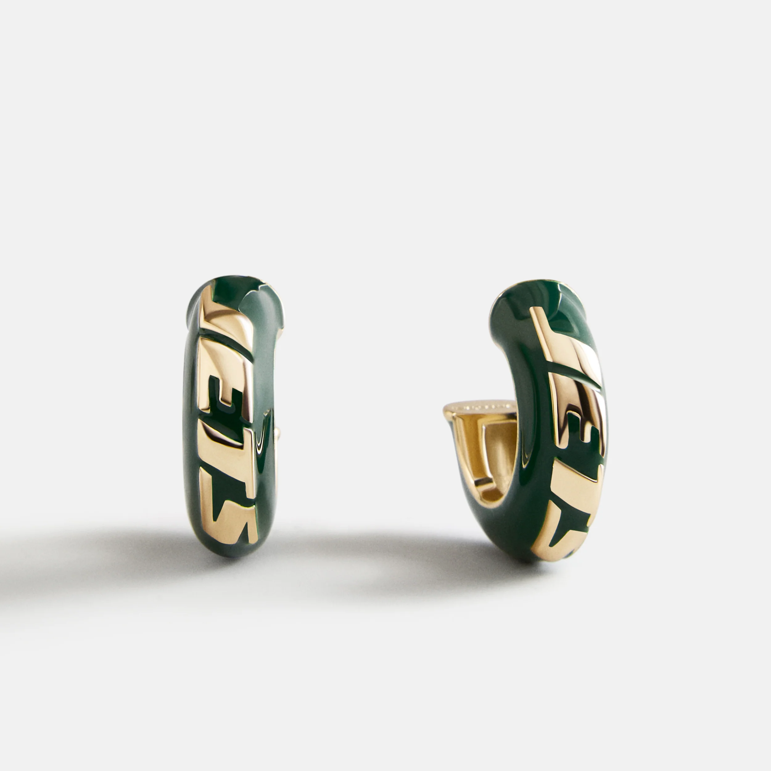 NFL Enamel Hoop Earrings - New York Jets