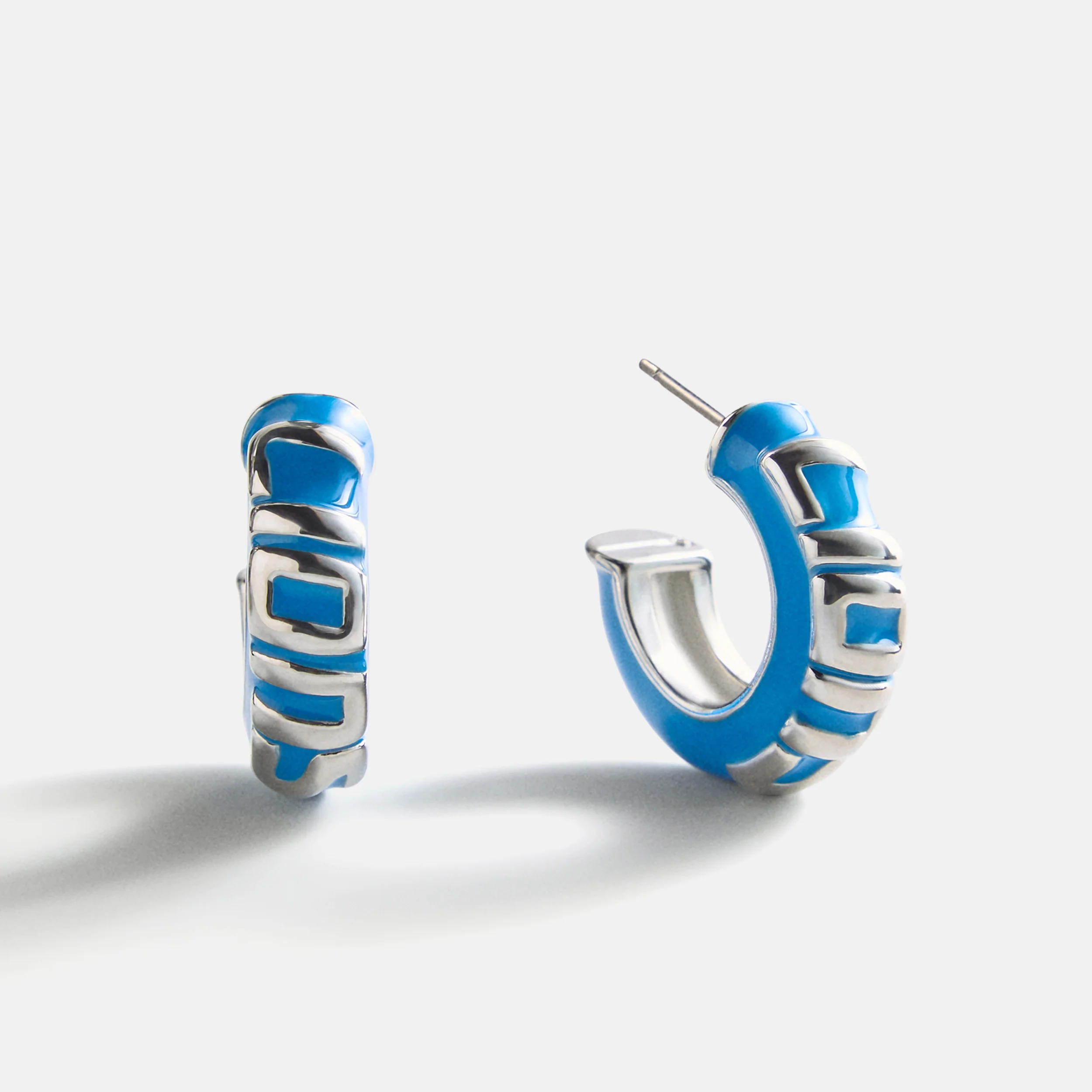 NFL Enamel Hoop Earrings - Detroit Lions