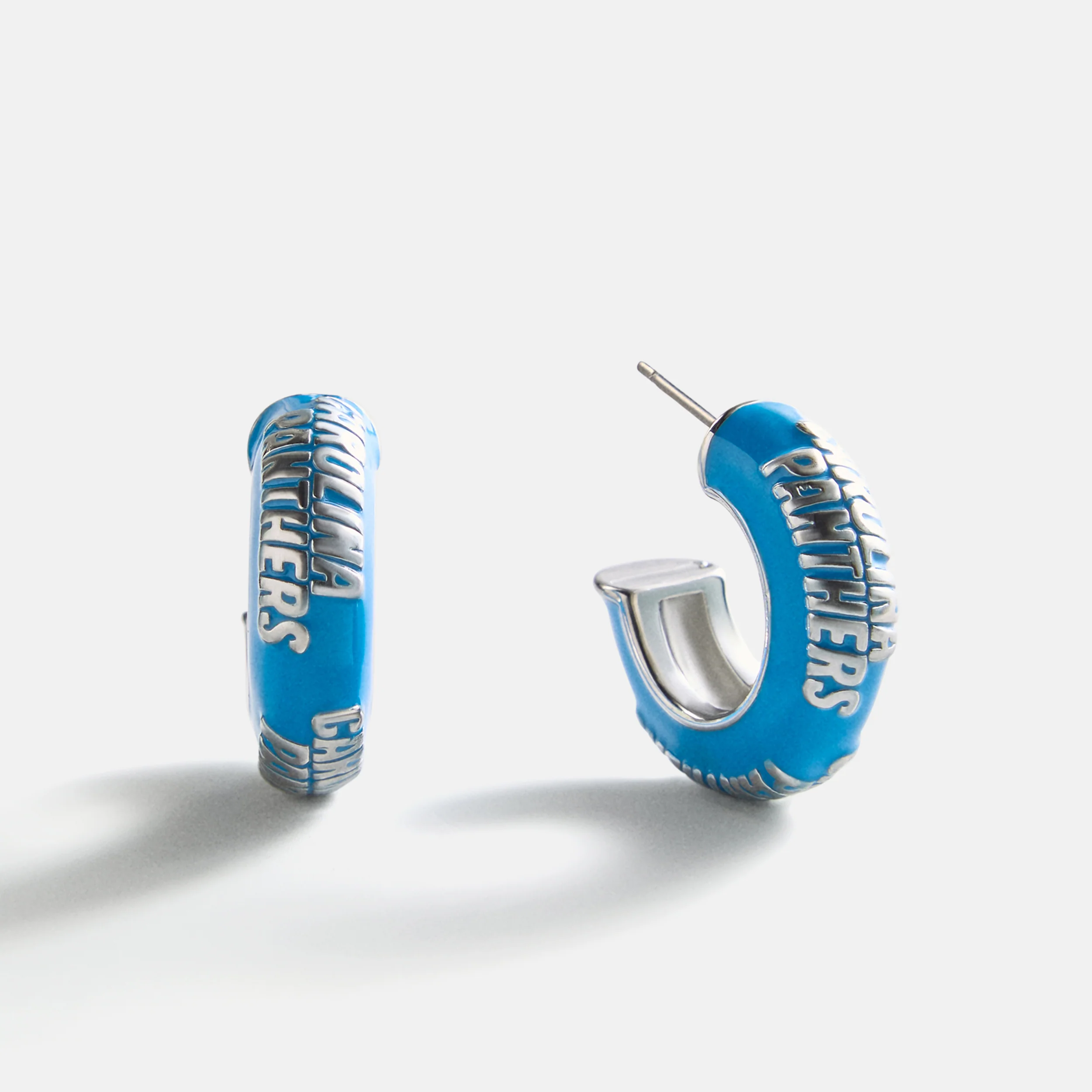 NFL Enamel Hoop Earrings - Carolina Panthers