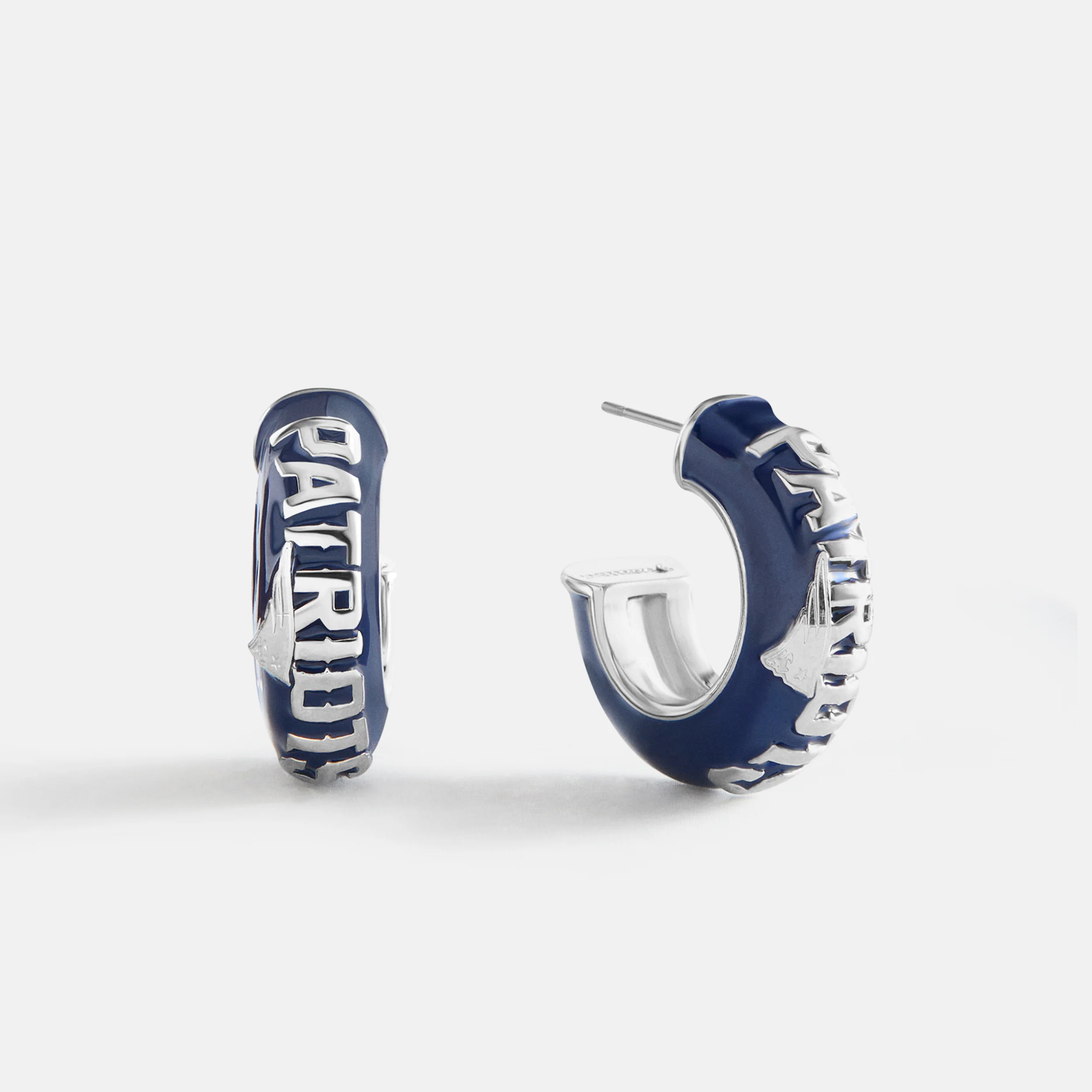 NFL Enamel Hoop Earrings - New England Patriots