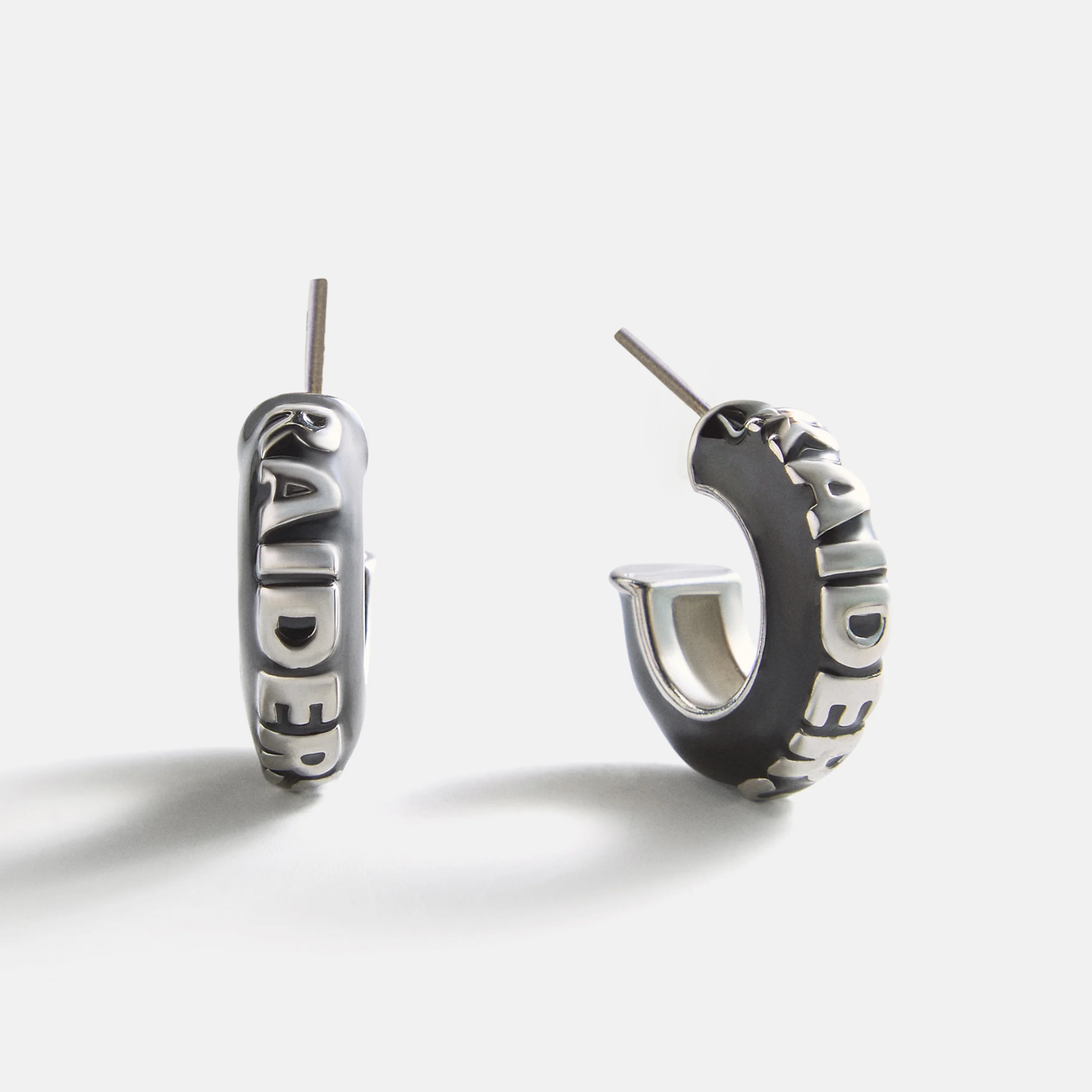 NFL Enamel Hoop Earrings - Las Vegas Raiders