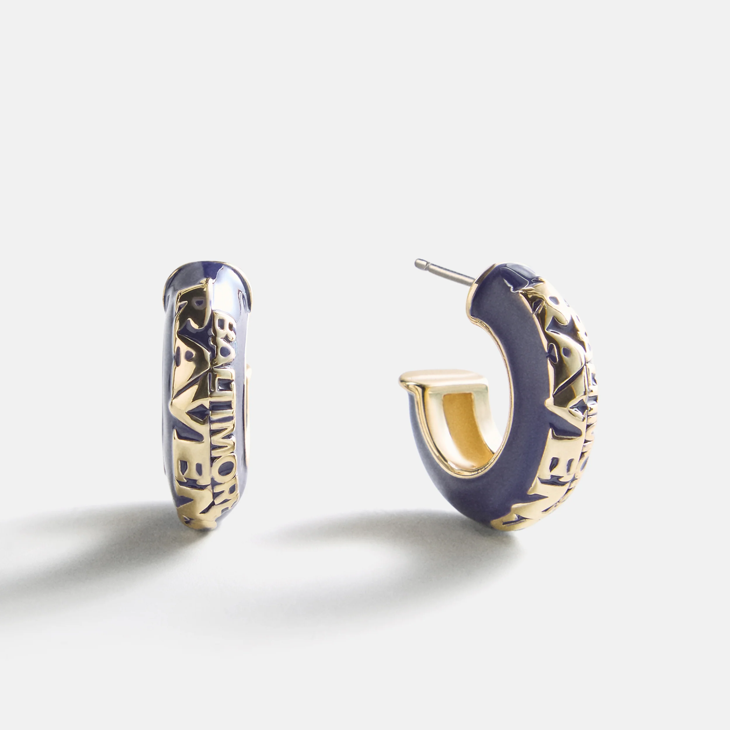 NFL Enamel Hoop Earrings - Baltimore Ravens