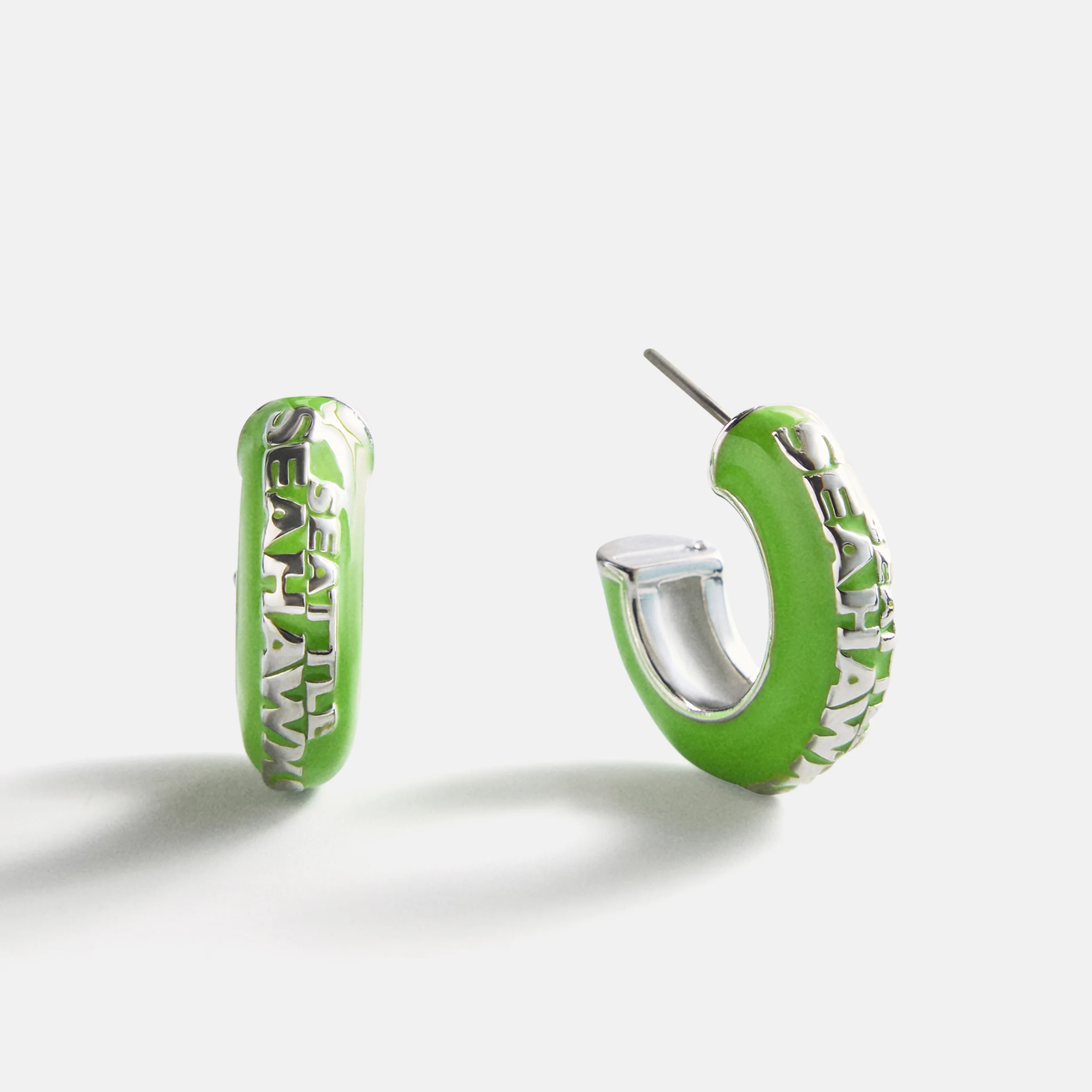 NFL Enamel Hoop Earrings - Seattle Seahawks