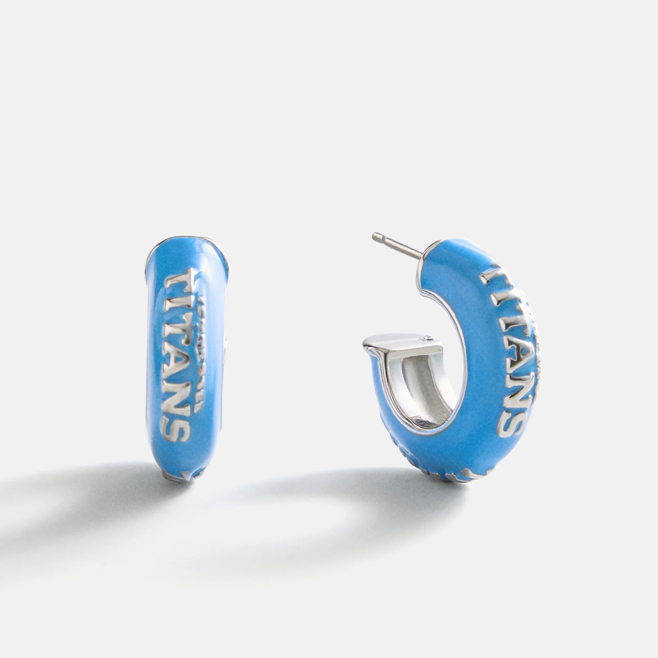 NFL Enamel Hoop Earrings - Tennessee Titans
