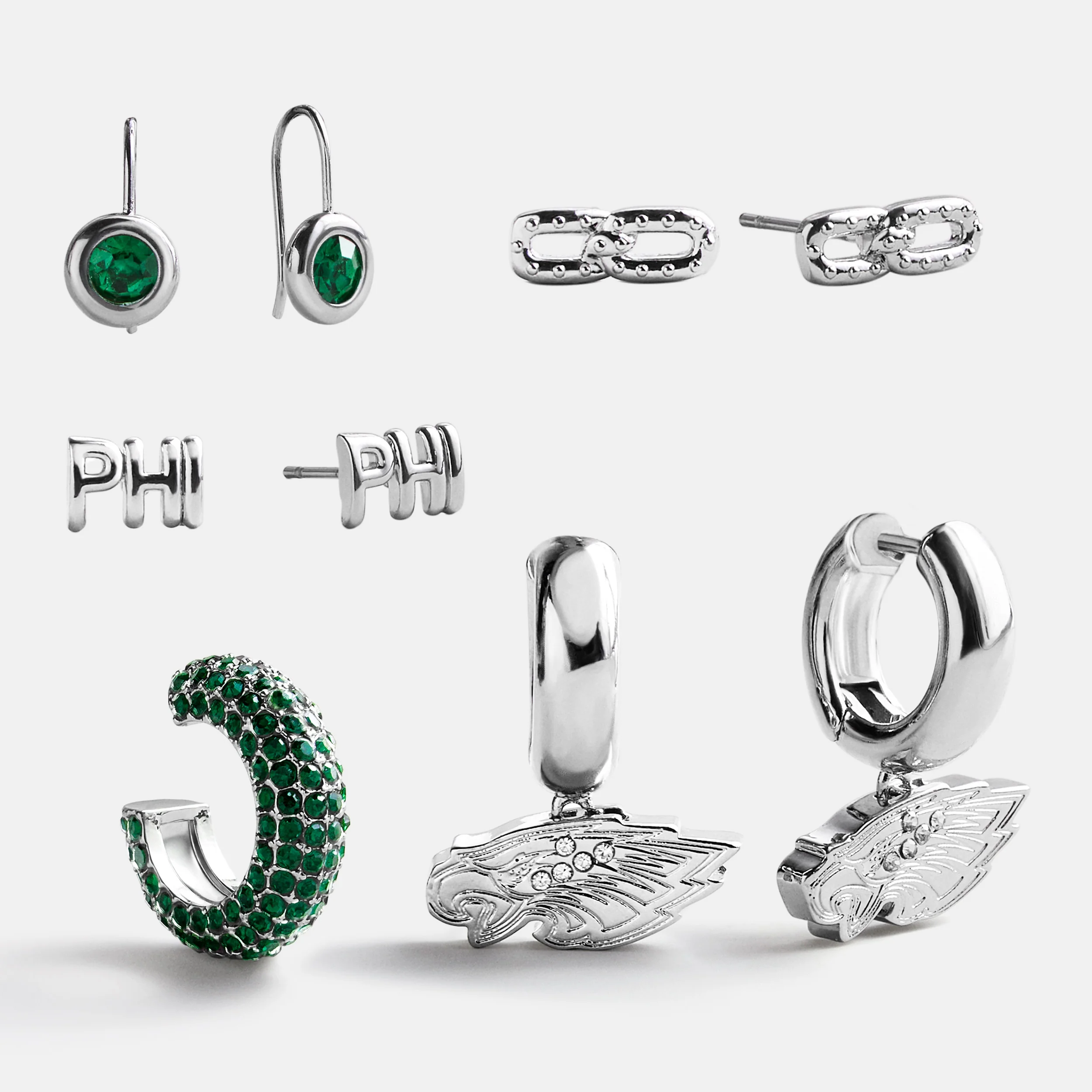 NFL Earring Stack Set - Philadelphia Eagles