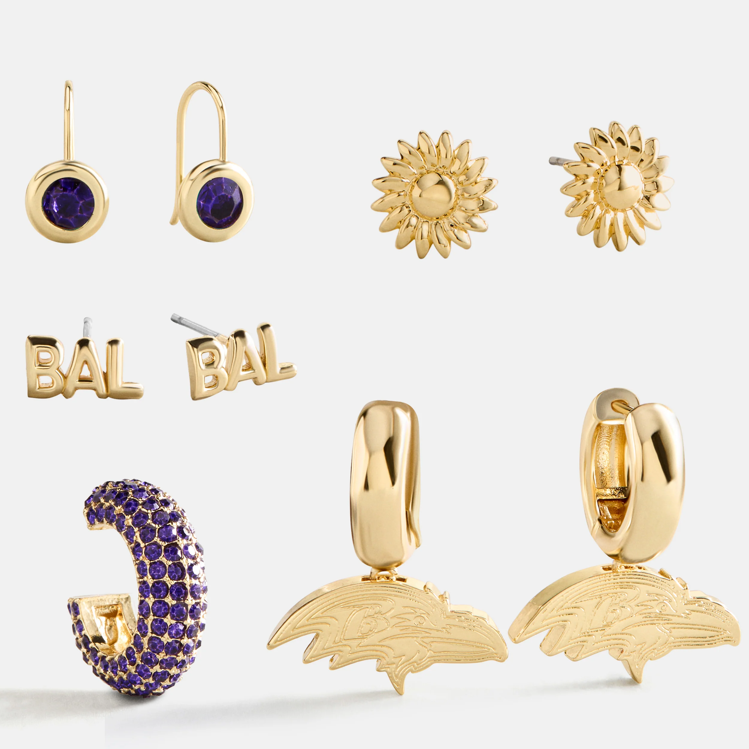 NFL Earring Stack Set - Baltimore Ravens