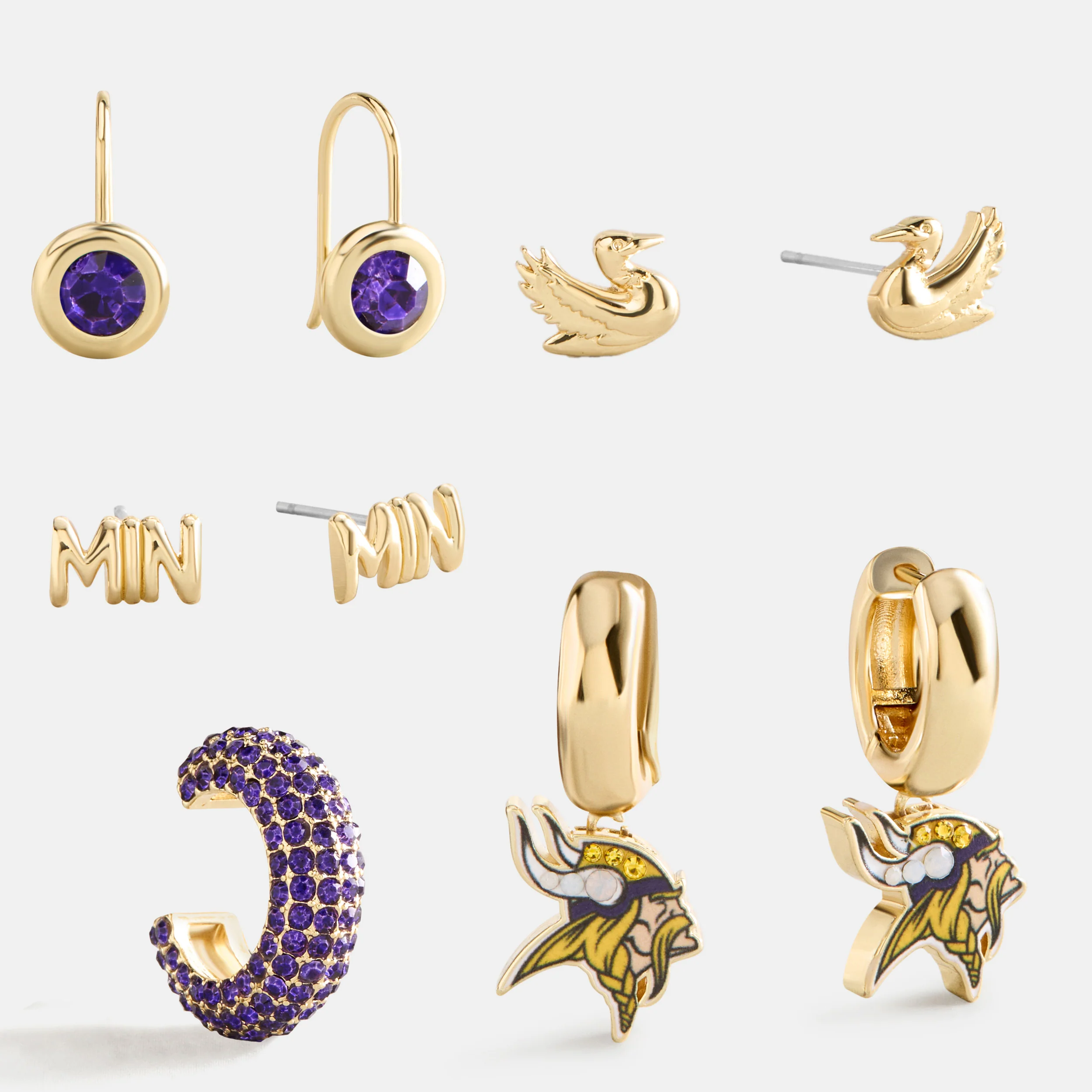 NFL Earring Stack Set - Minnesota Vikings