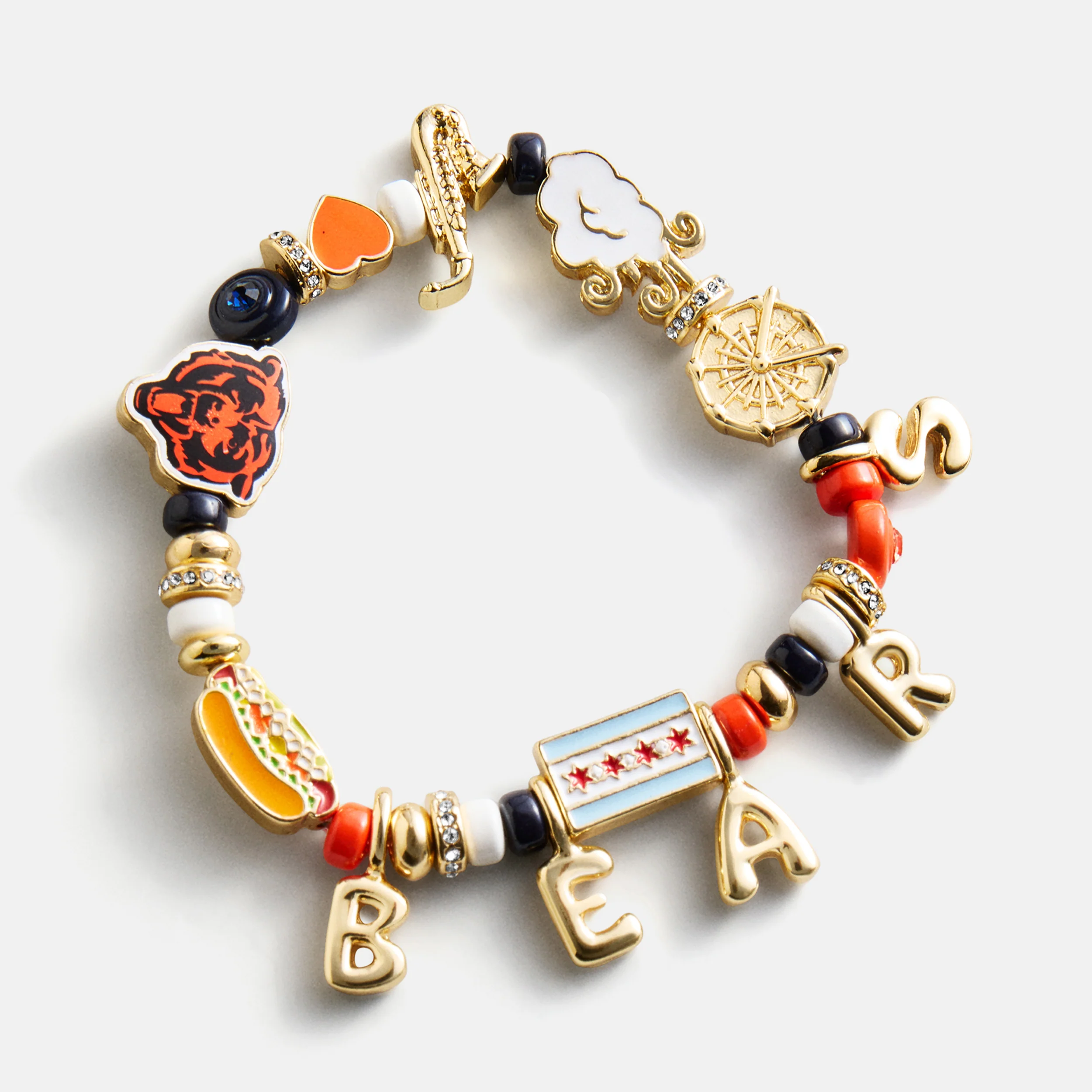 NFL Beaded Charm Bracelet - Chicago Bears