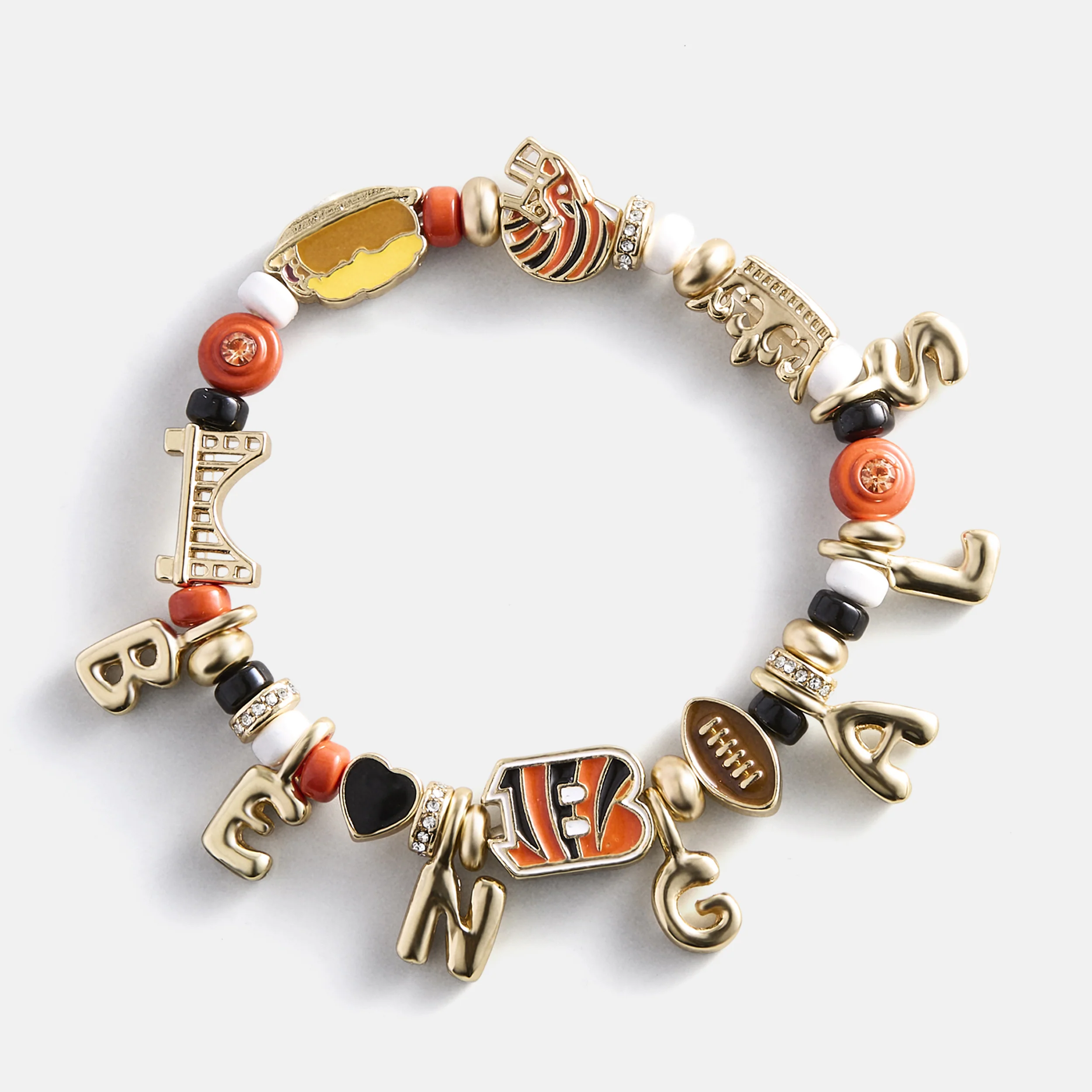 NFL Beaded Charm Bracelet - Cincinnati Bengals