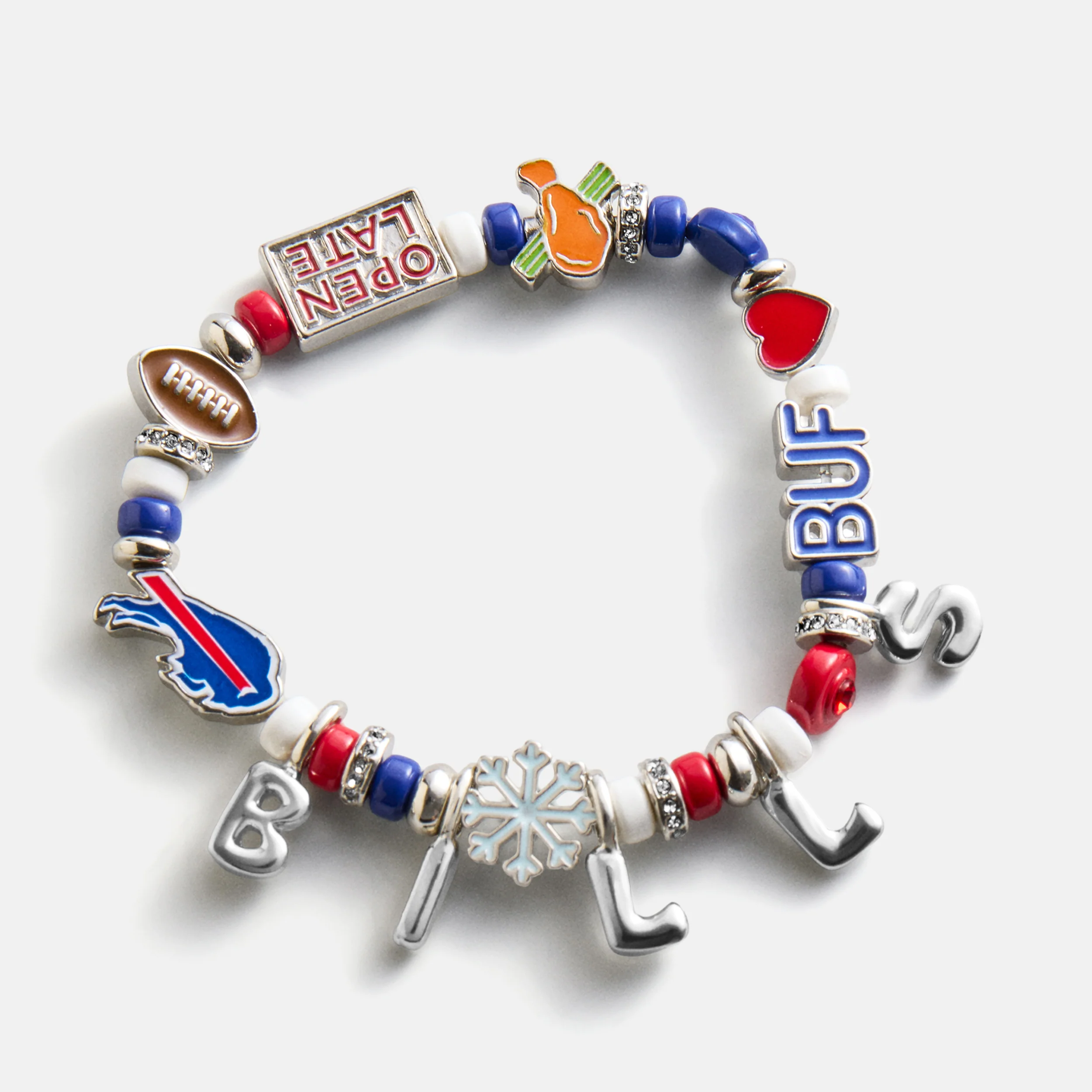 NFL Beaded Charm Bracelet - Buffalo Bills
