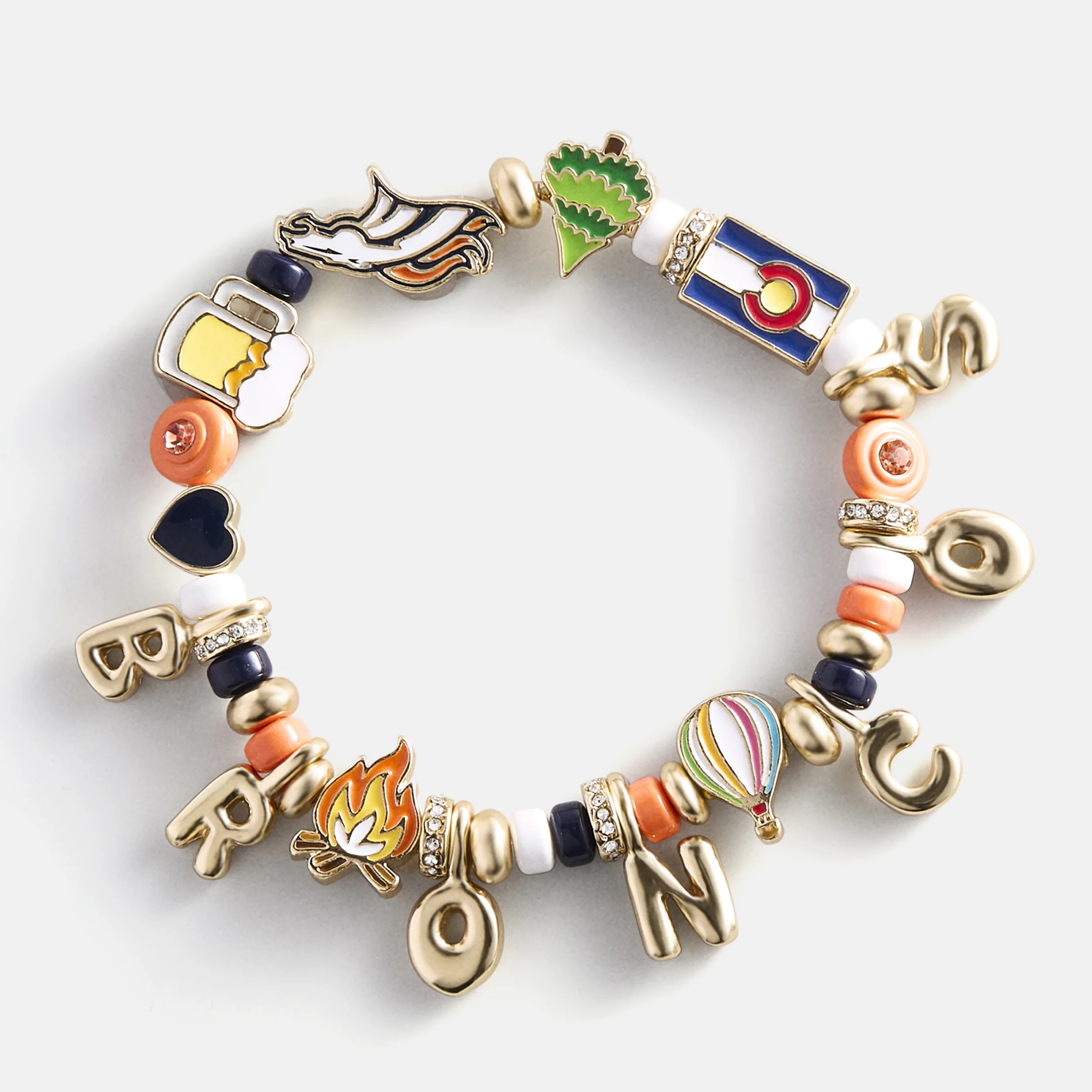 NFL Beaded Charm Bracelet - Denver Broncos
