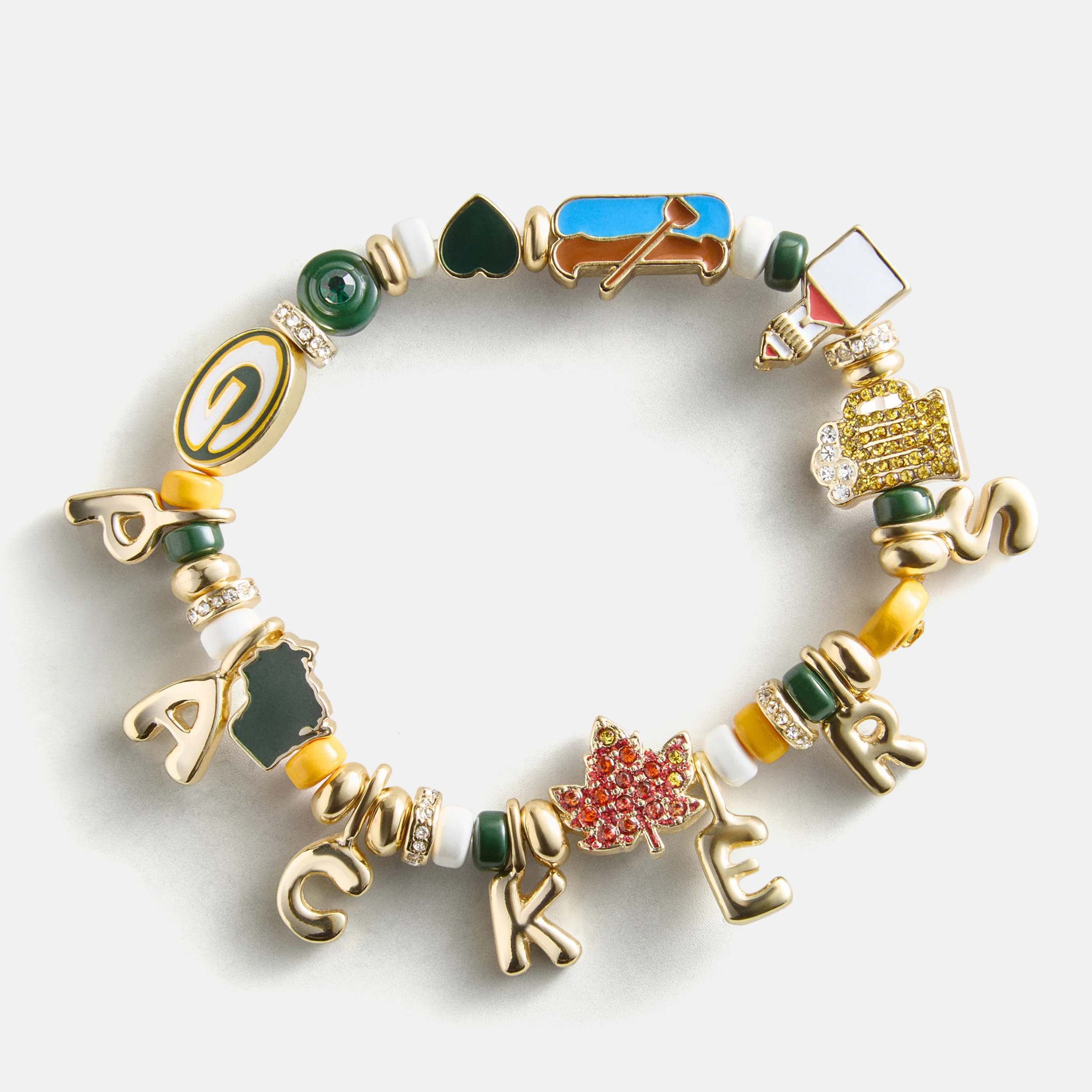 NFL Beaded Charm Bracelet - Green Bay Packers