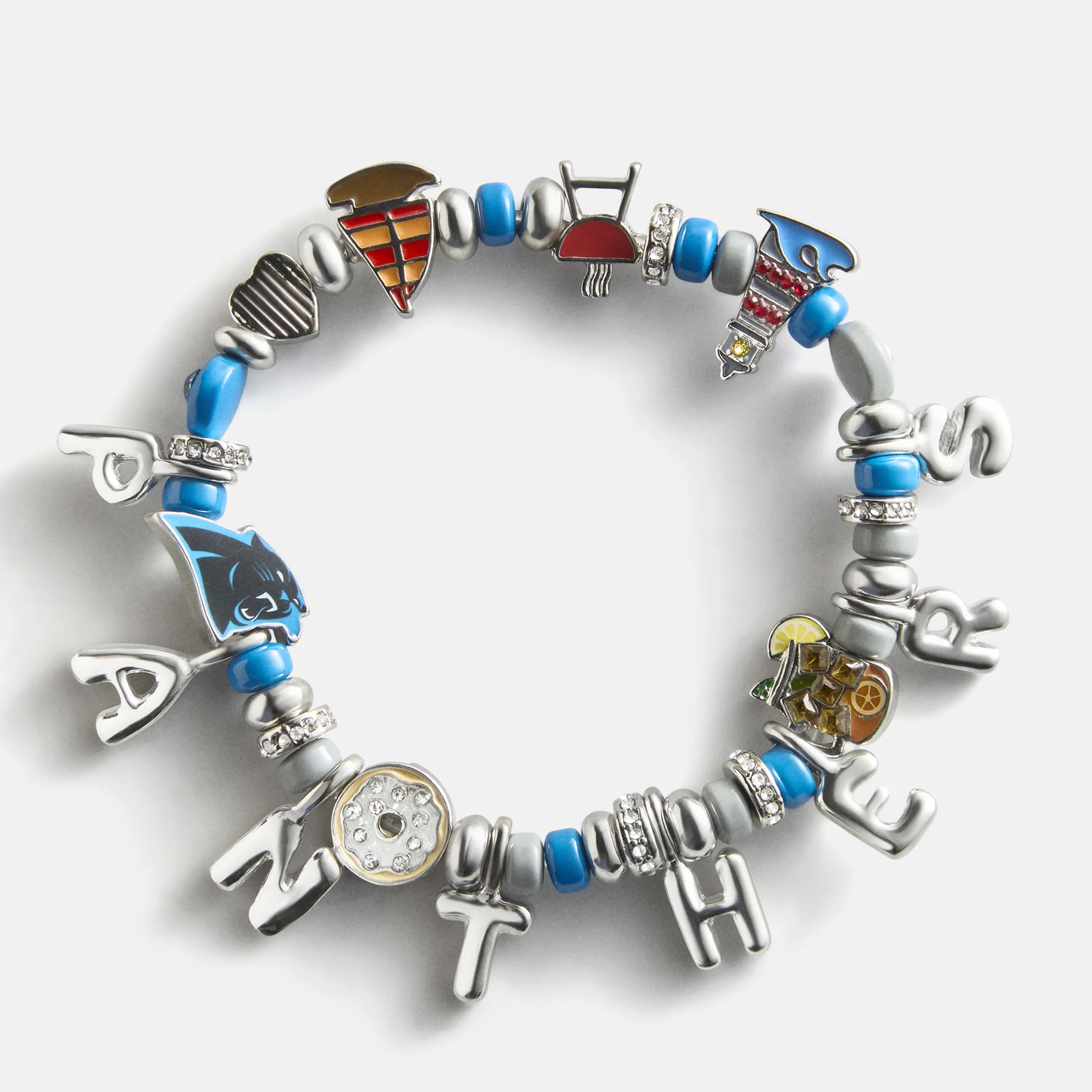 NFL Beaded Charm Bracelet - Carolina Panthers