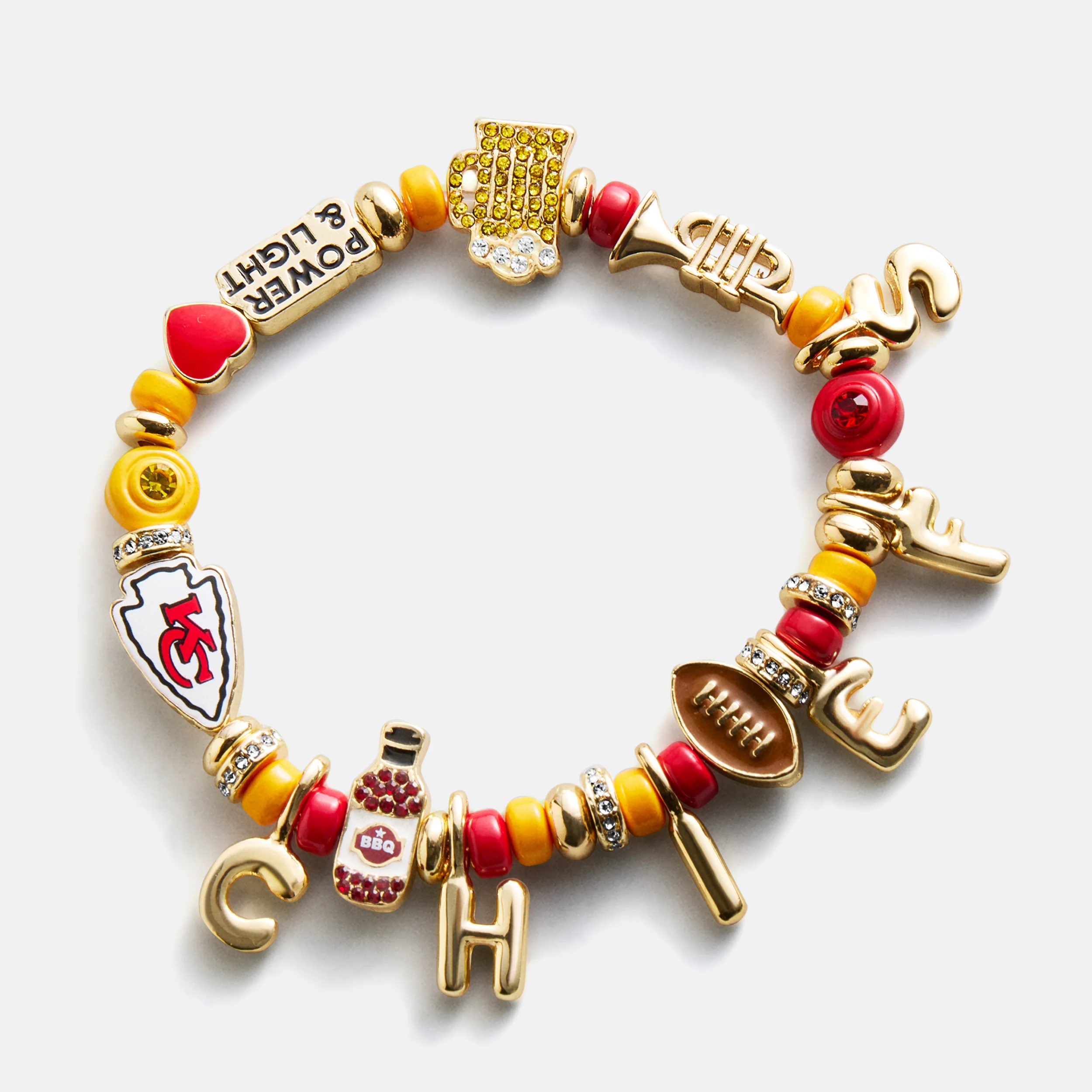 NFL Beaded Charm Bracelet - Kansas City Chiefs