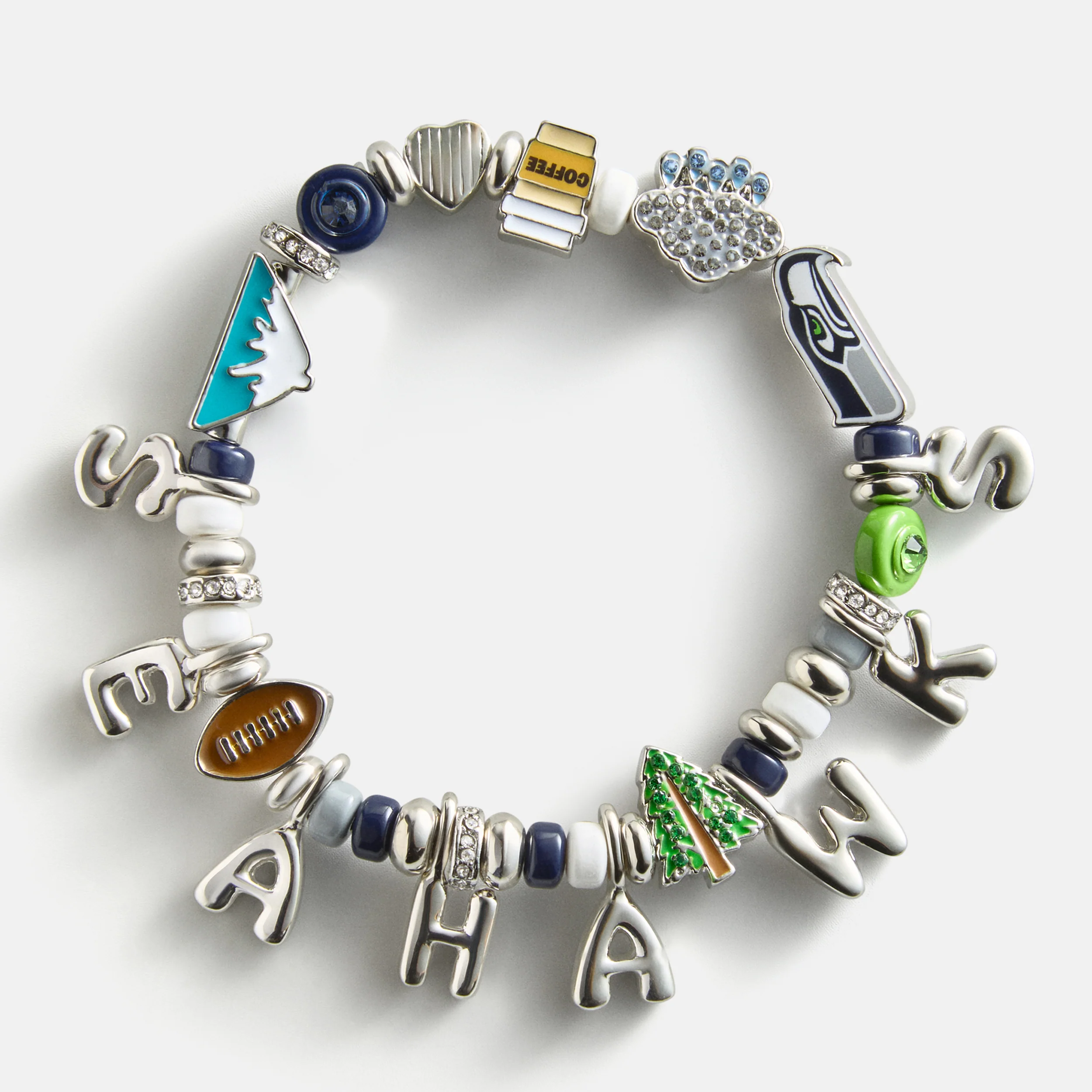 NFL Beaded Charm Bracelet - Seattle Seahawks