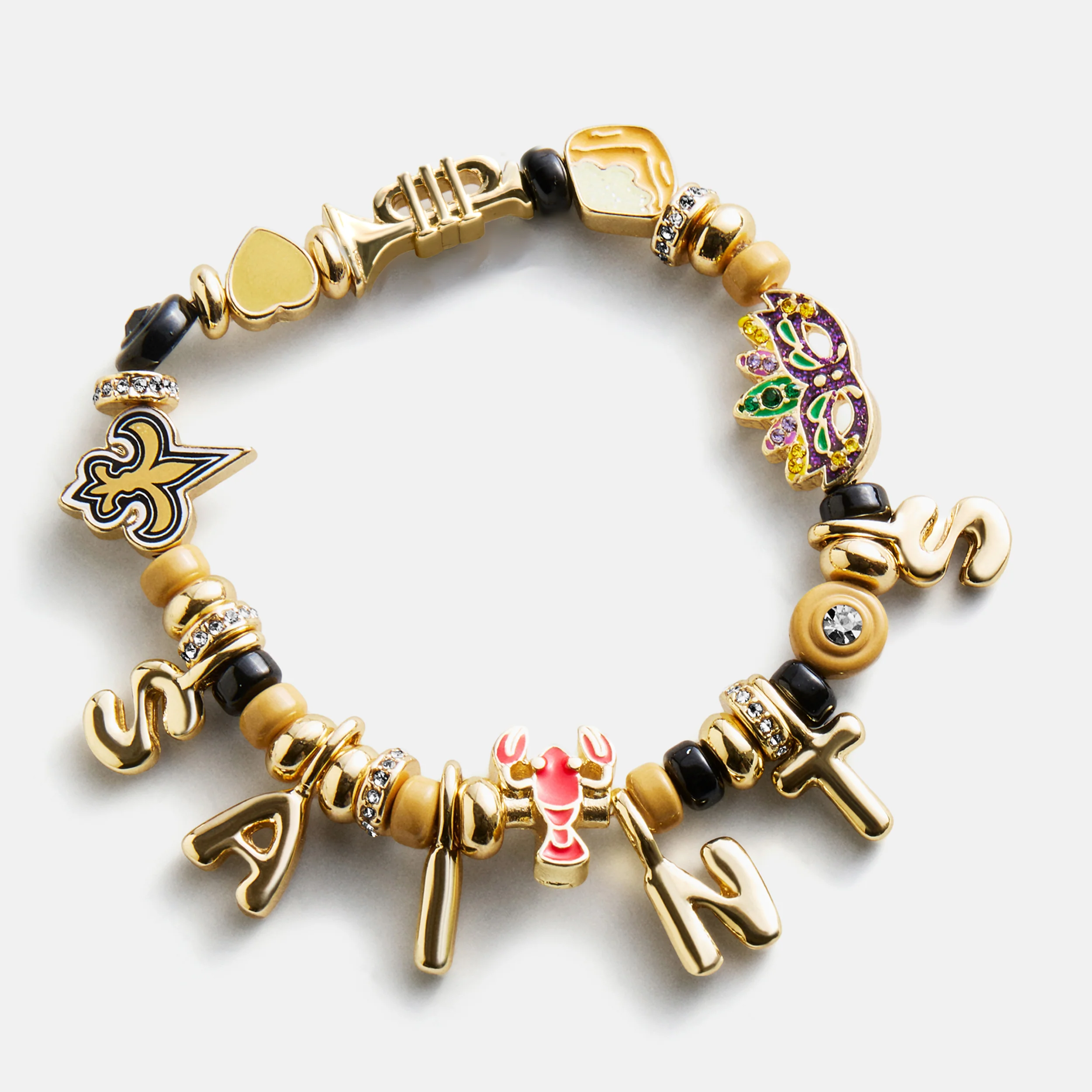 NFL Beaded Charm Bracelet - New Orleans Saints