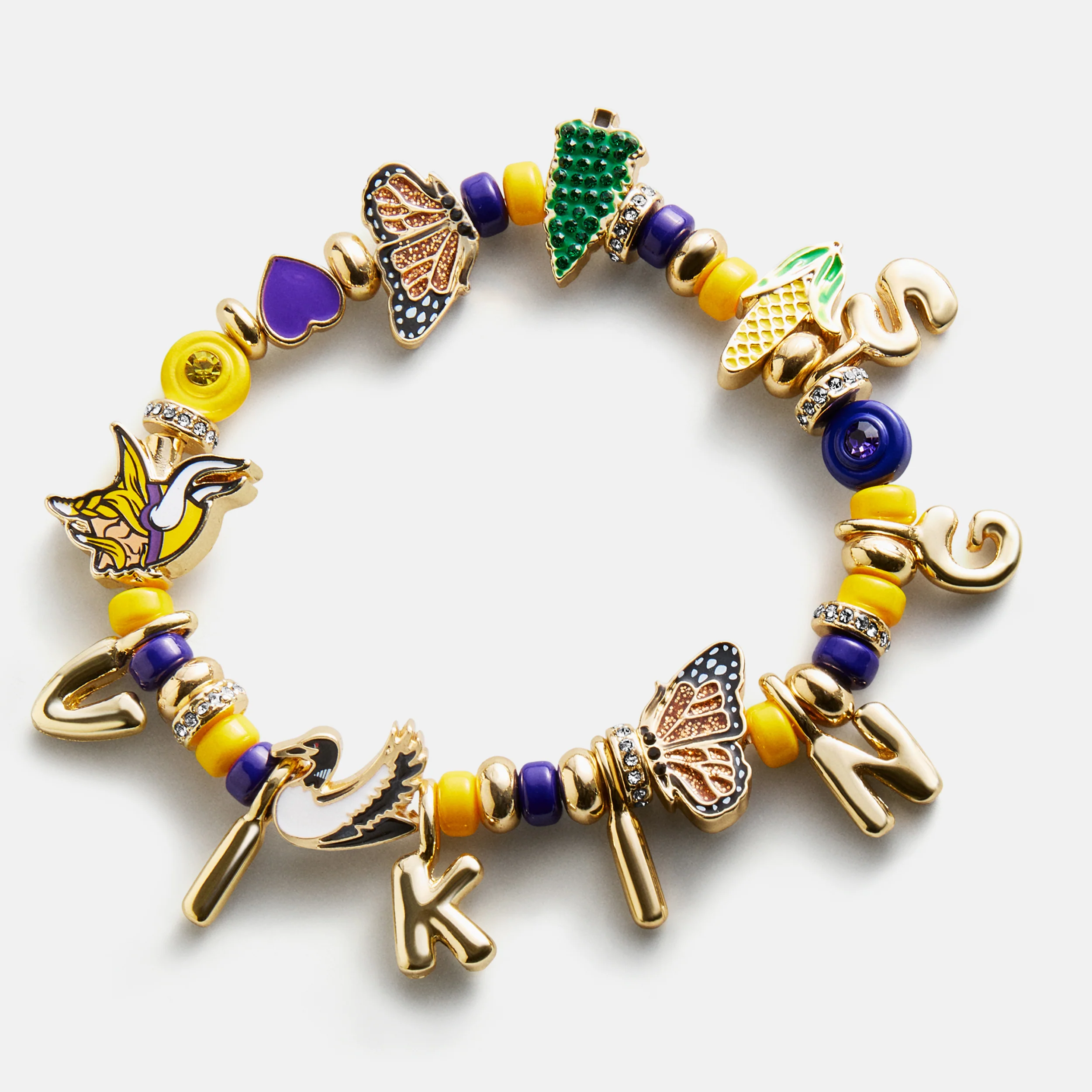 NFL Beaded Charm Bracelet - Minnesota Vikings