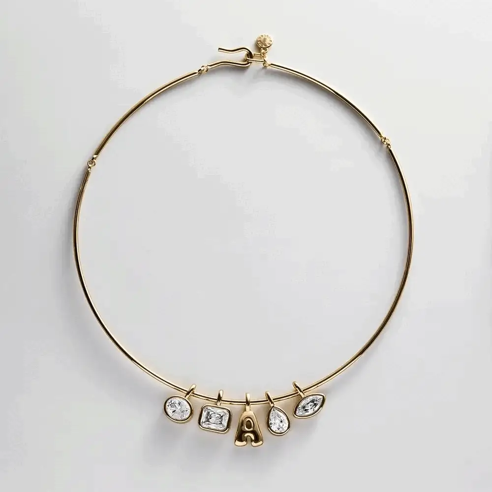 Lexi Removable Charm Custom Collar Necklace - Gold