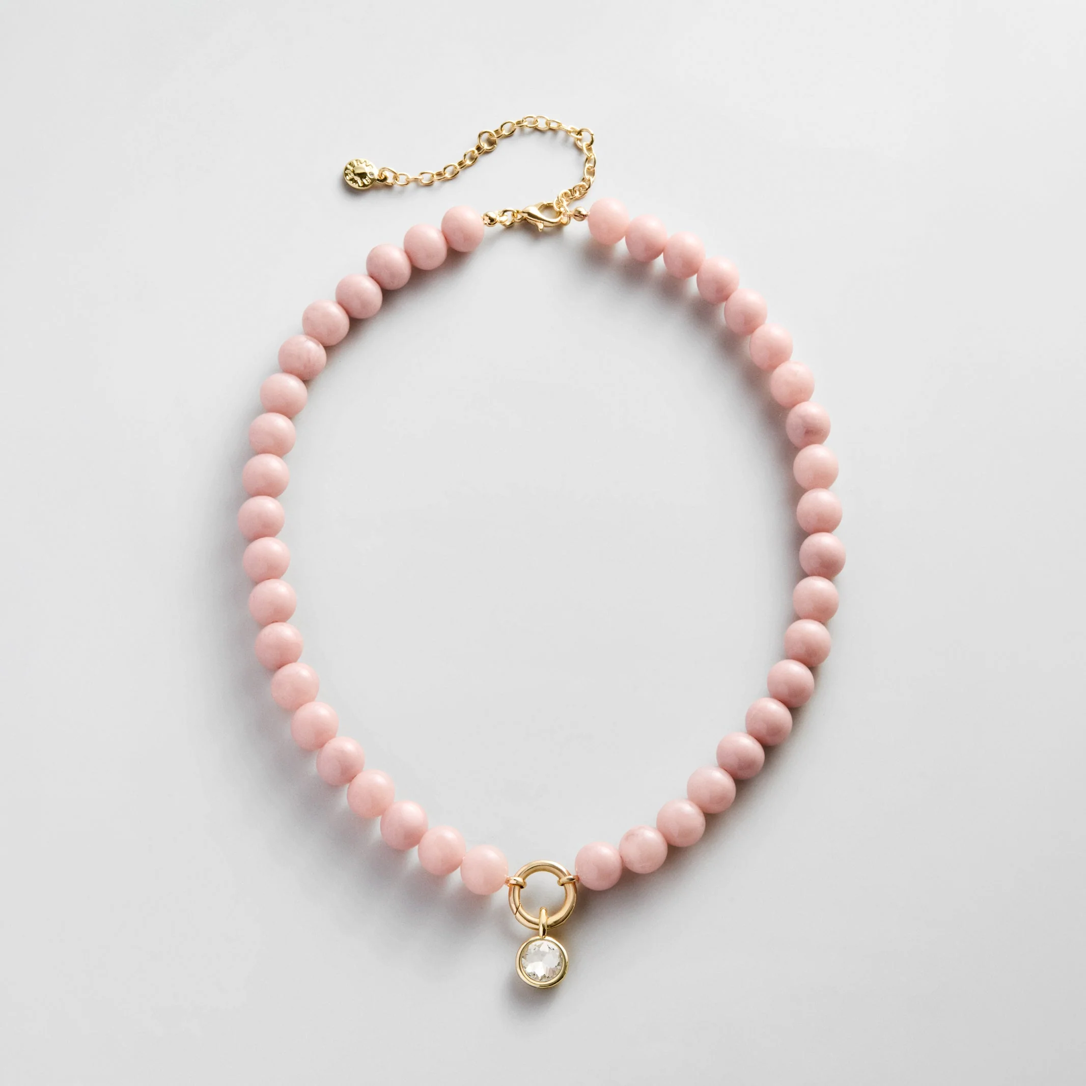 Janette Beaded Ring Necklace - Light Pink Bead