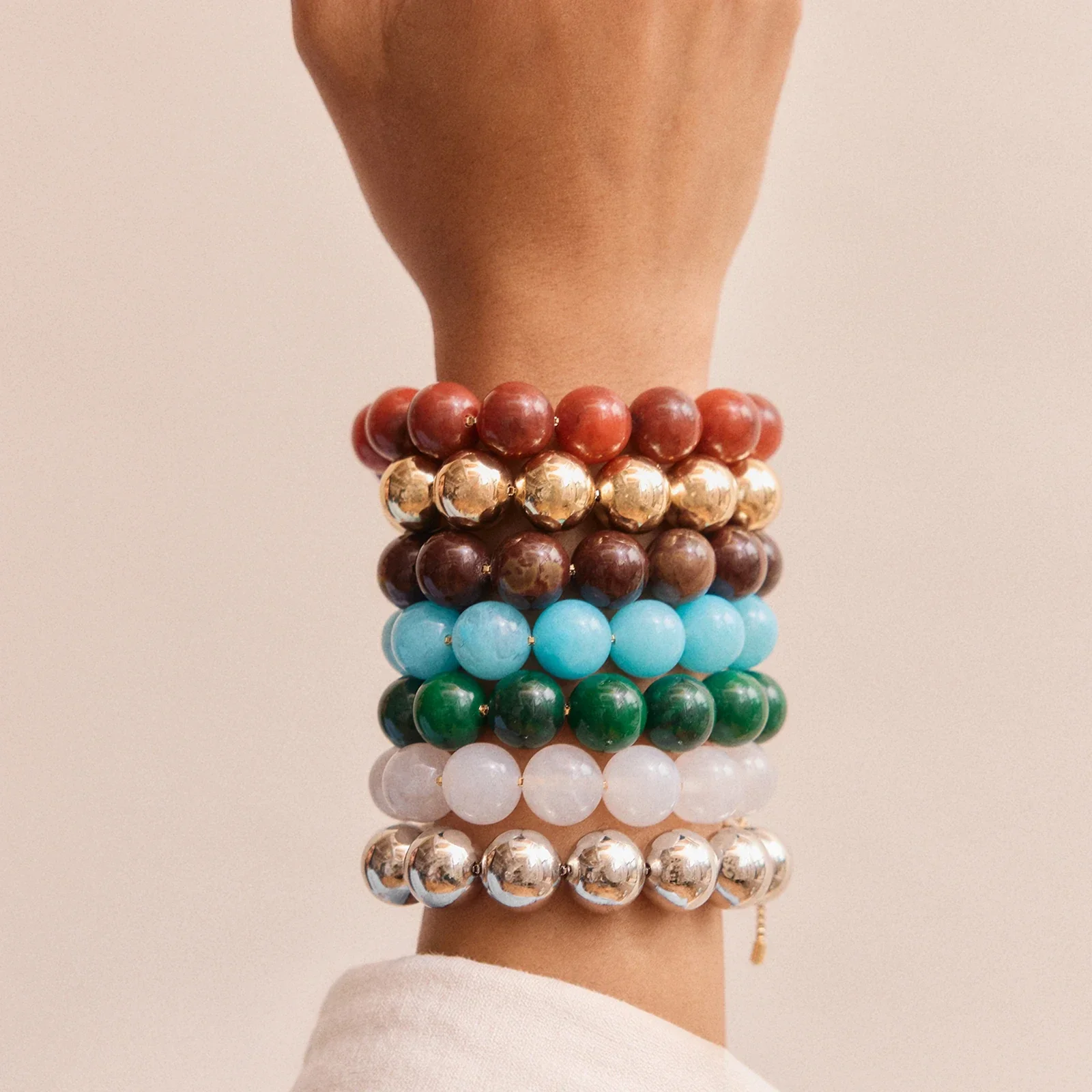 Jane Beaded Bracelet - Dark Green Bead - Image 6