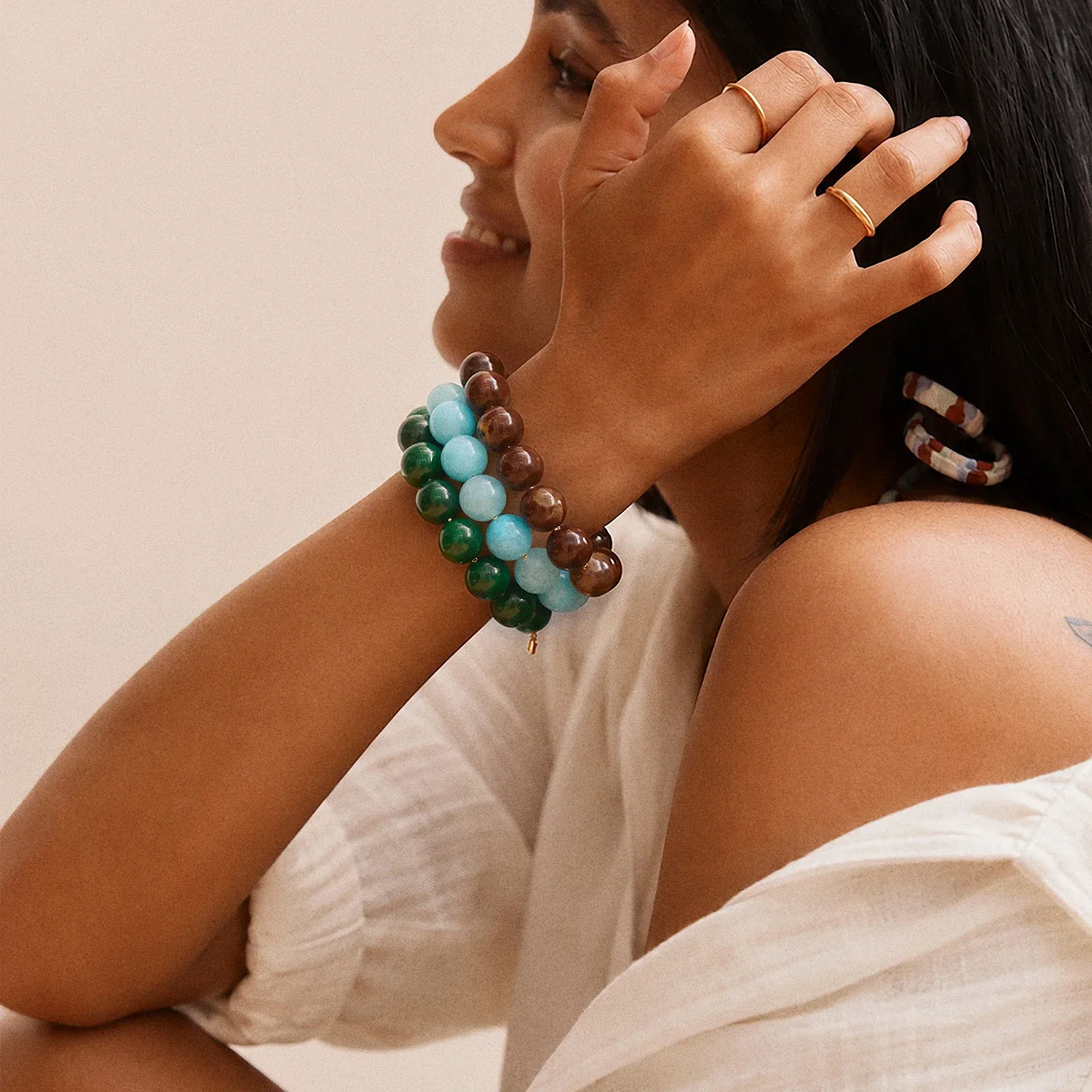 Jane Beaded Bracelet - Aqua Bead - Image 2