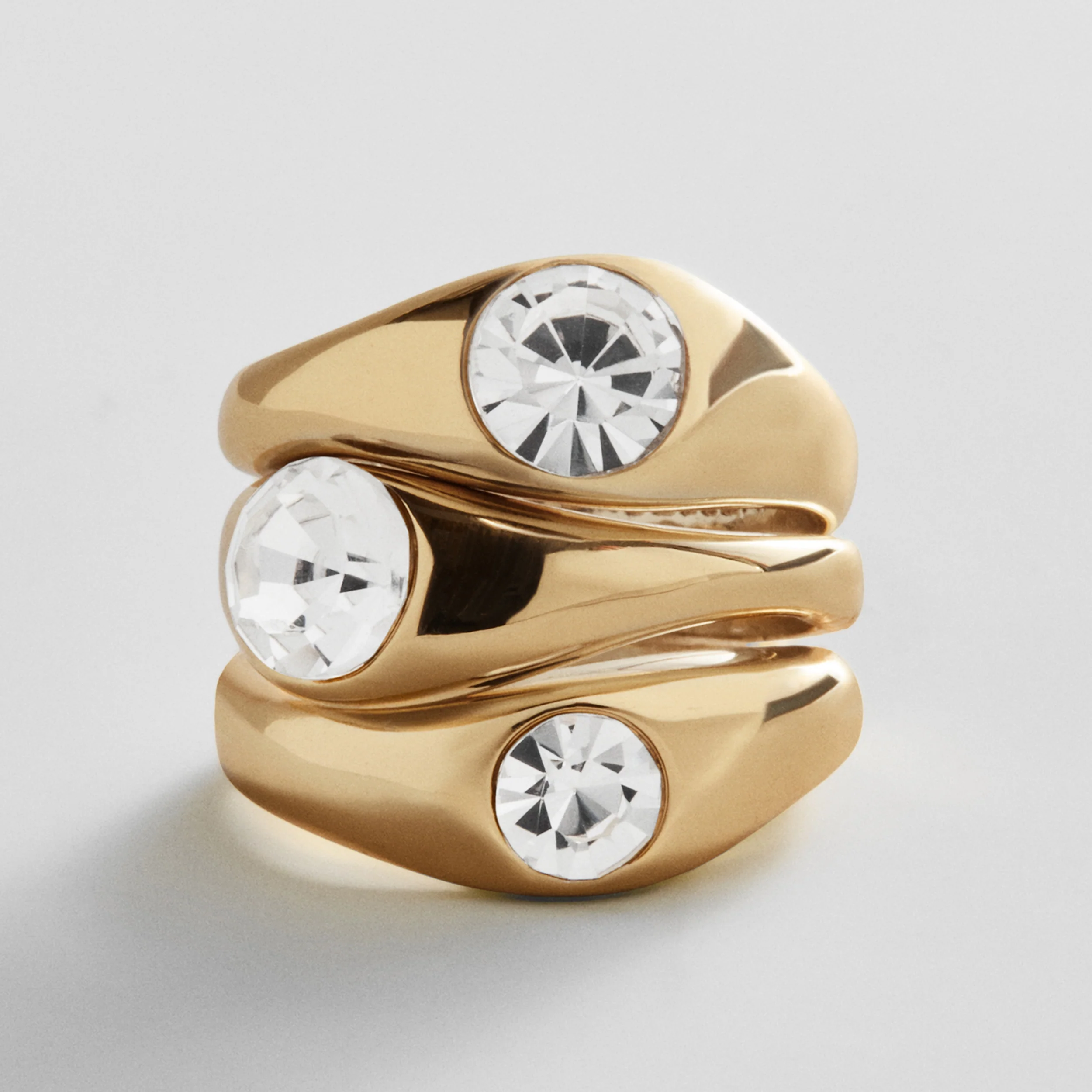 Abigail Gold Ring Set - Gold/Pavé