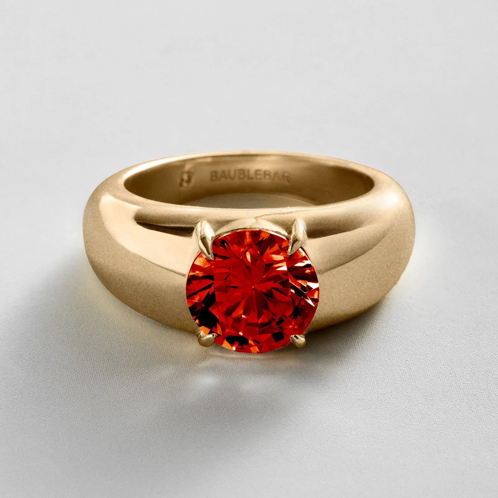 Puffy Cigar Band Custom Birthstone Ring - Gold