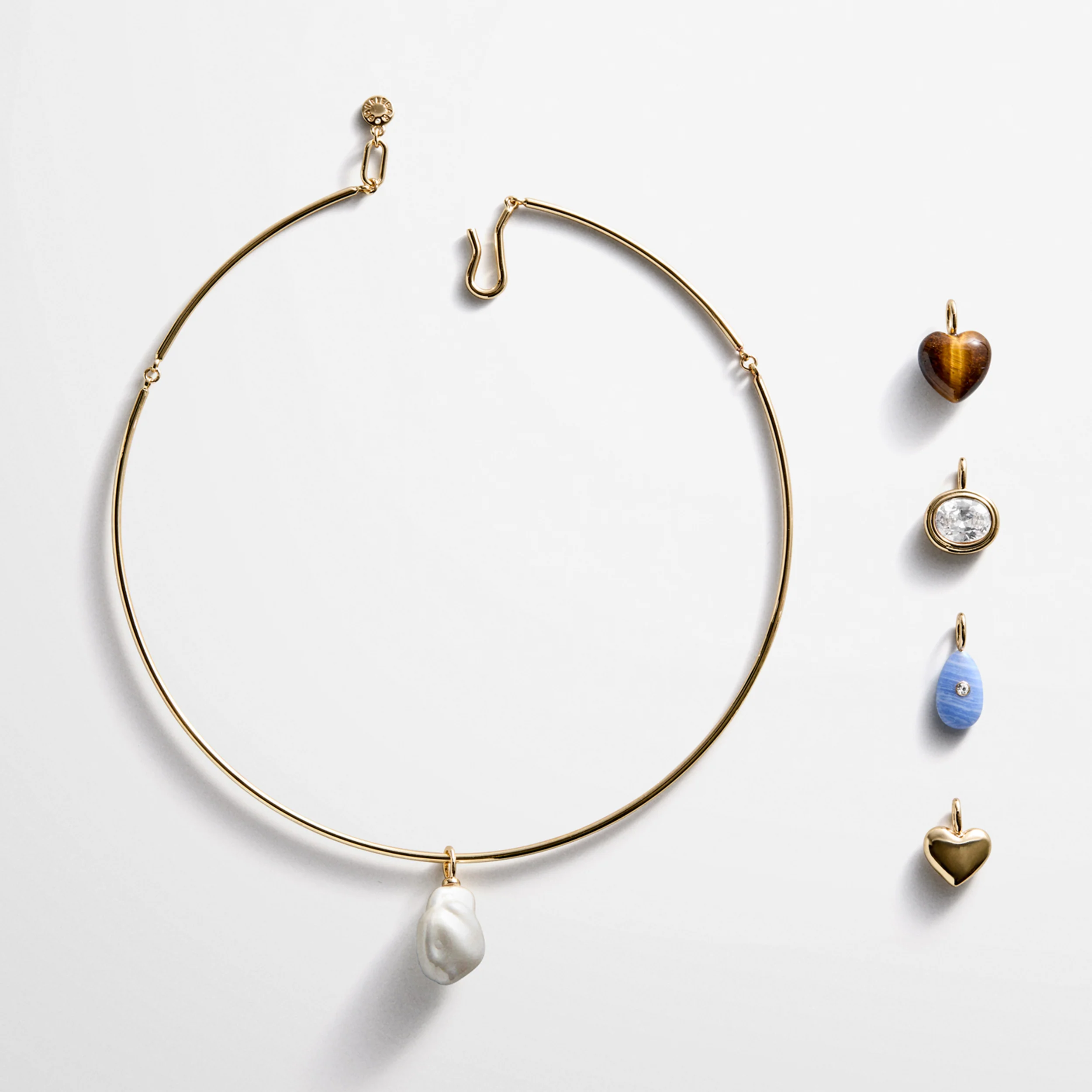 Kacey Removable Charm Collar Necklace - Hearts