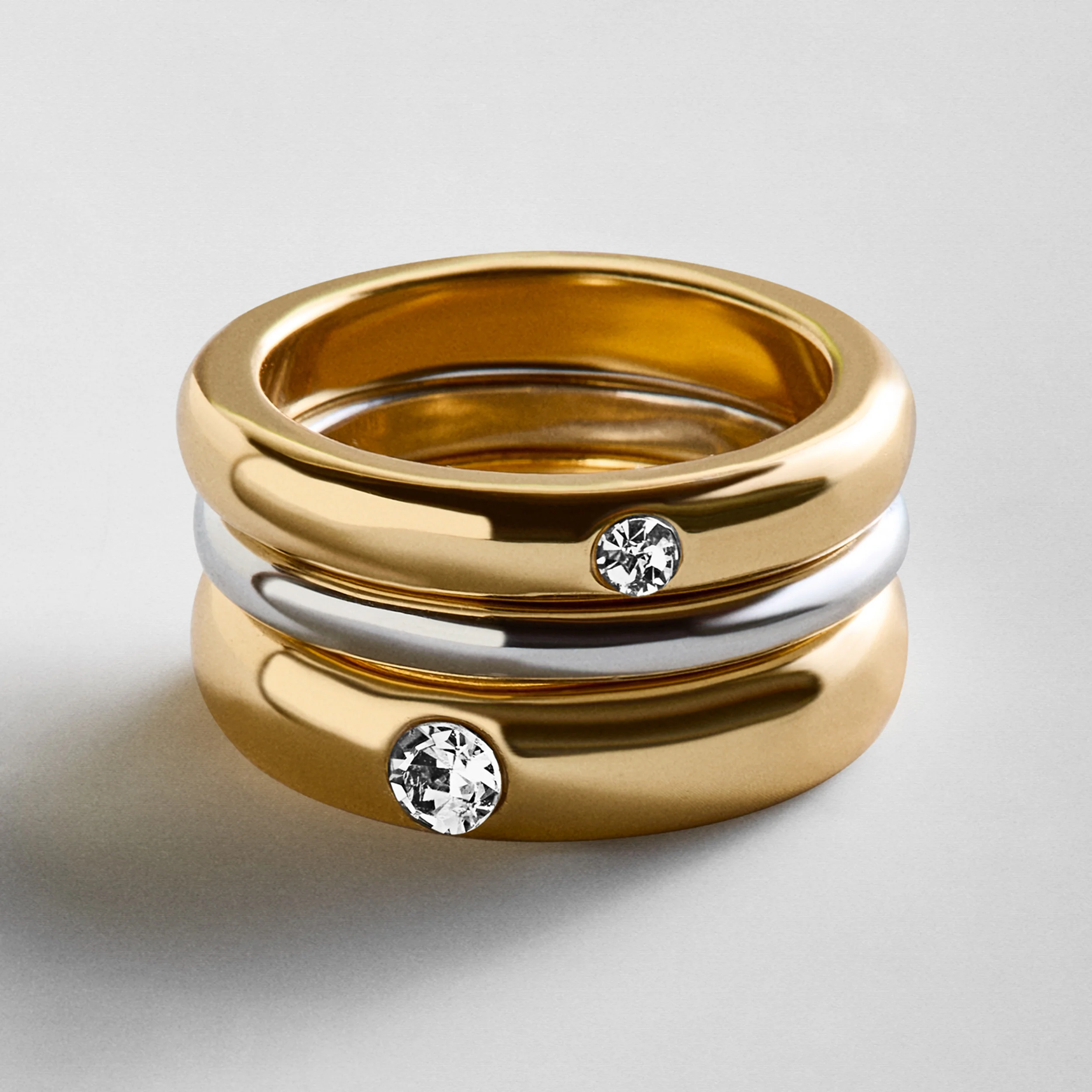 Cigar Band Ring Set - Gold/Silver
