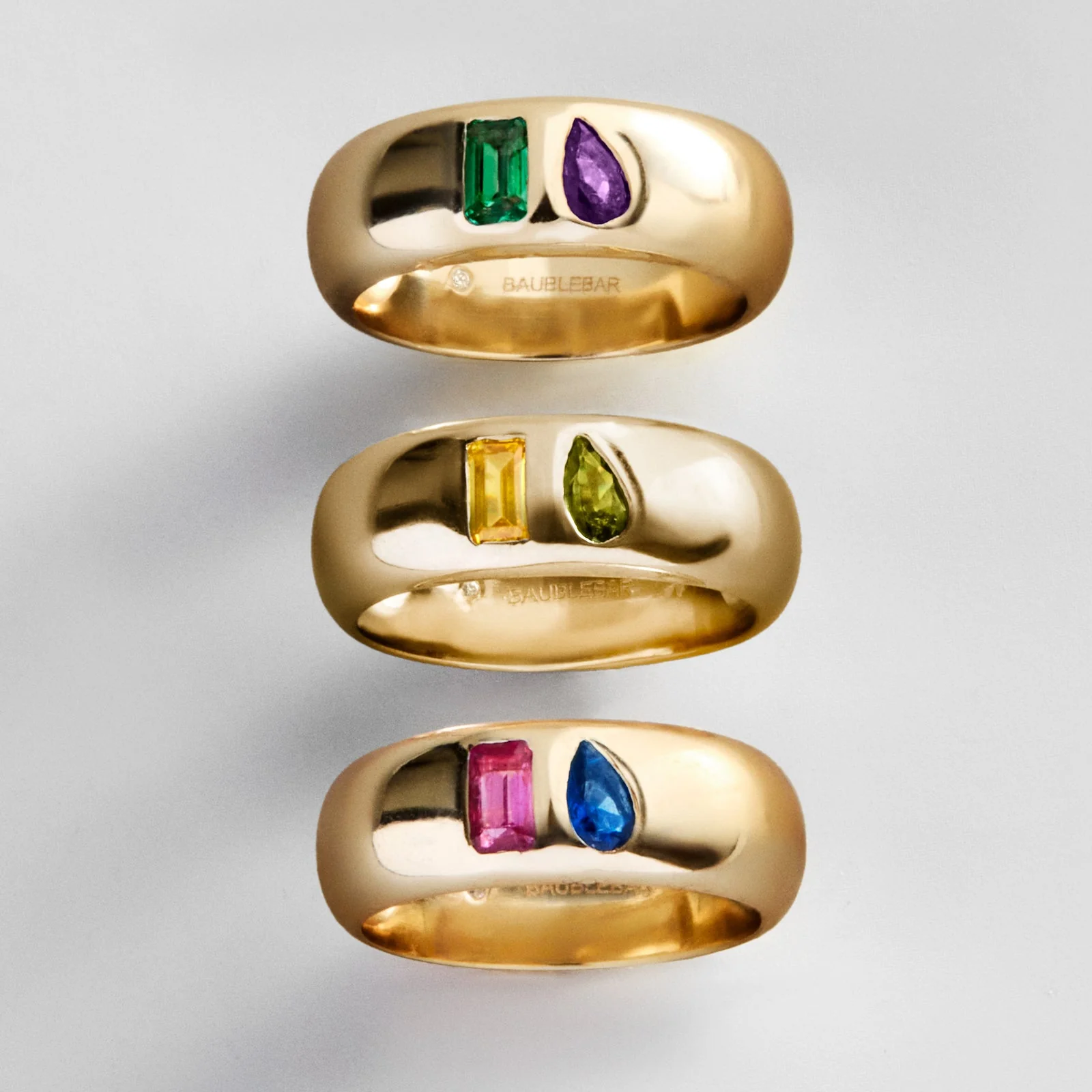 Multi-Stone Puffy Custom Birthstone Ring - Gold