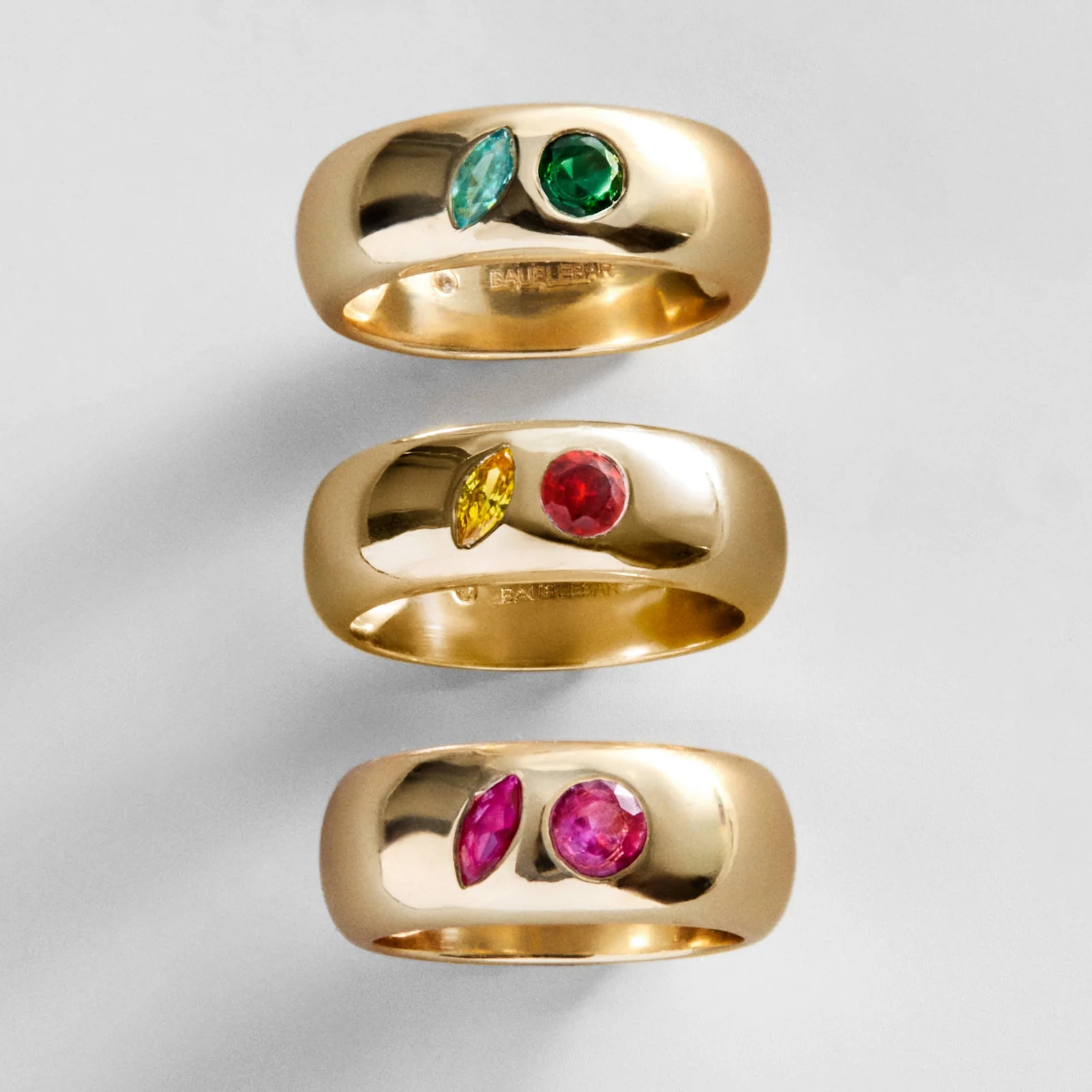 Multi-Stone Puffy Custom Birthstone Ring - Gold