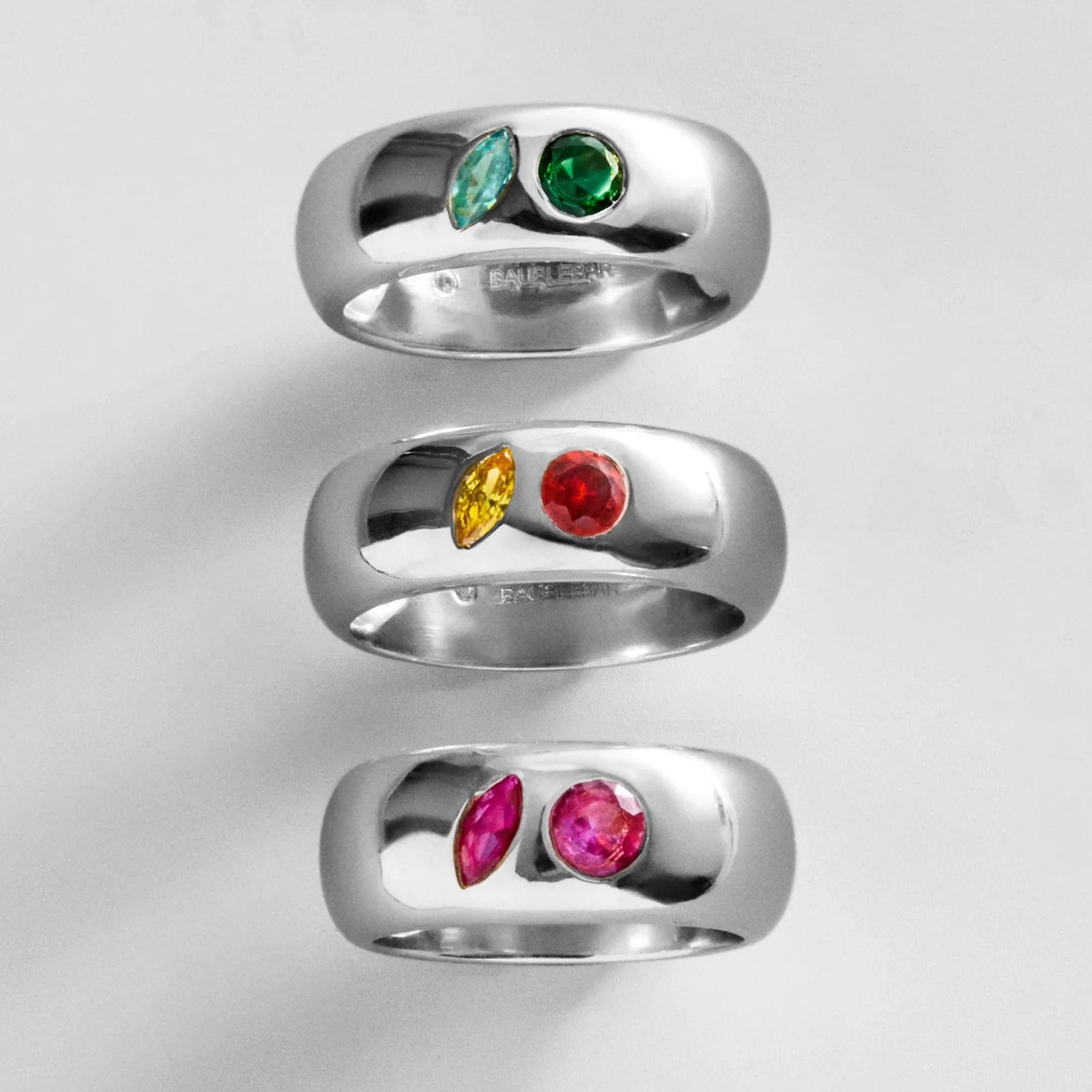 Multi-Stone Puffy Custom Birthstone Ring - Silver