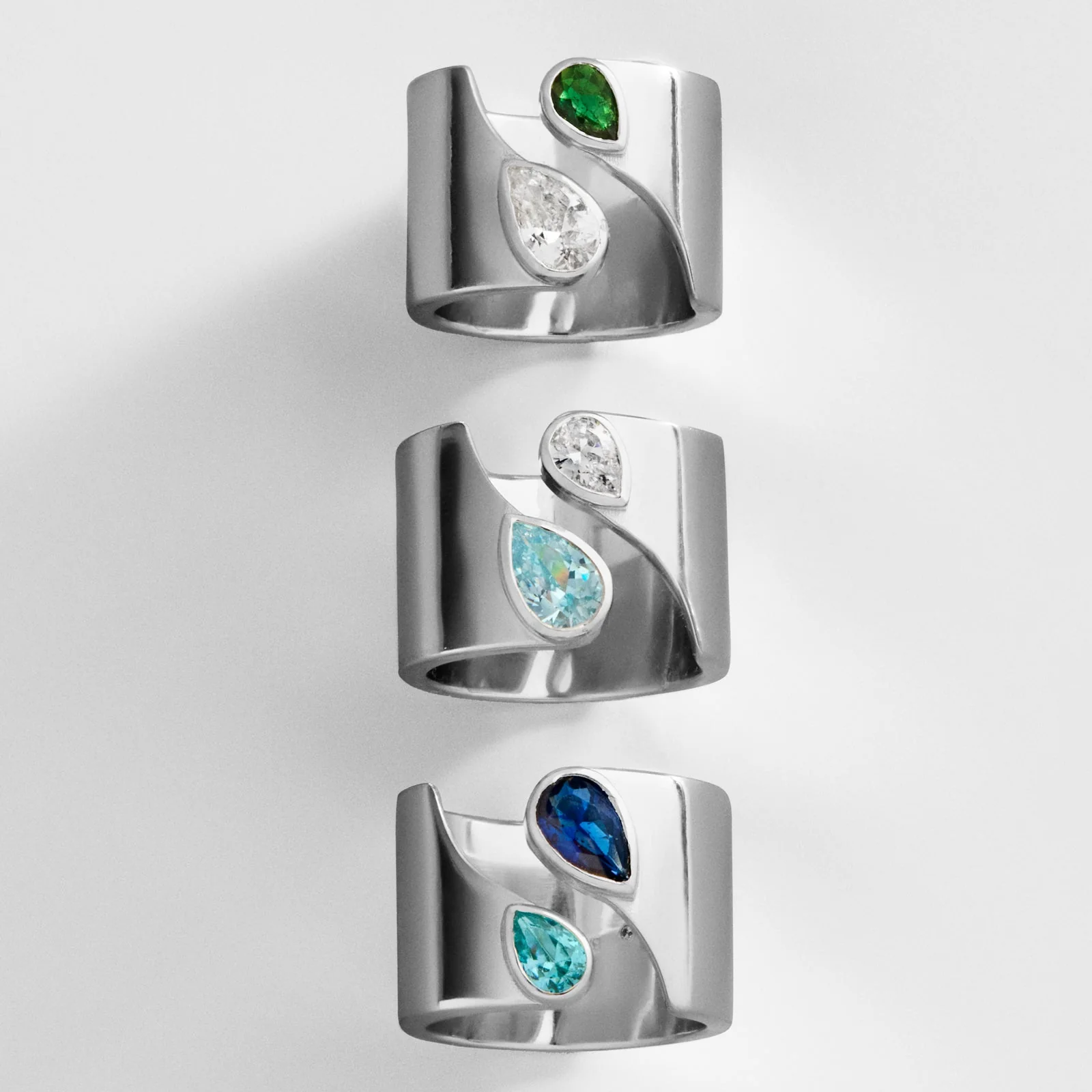 Open Band Custom Birthstone Ring  - Silver
