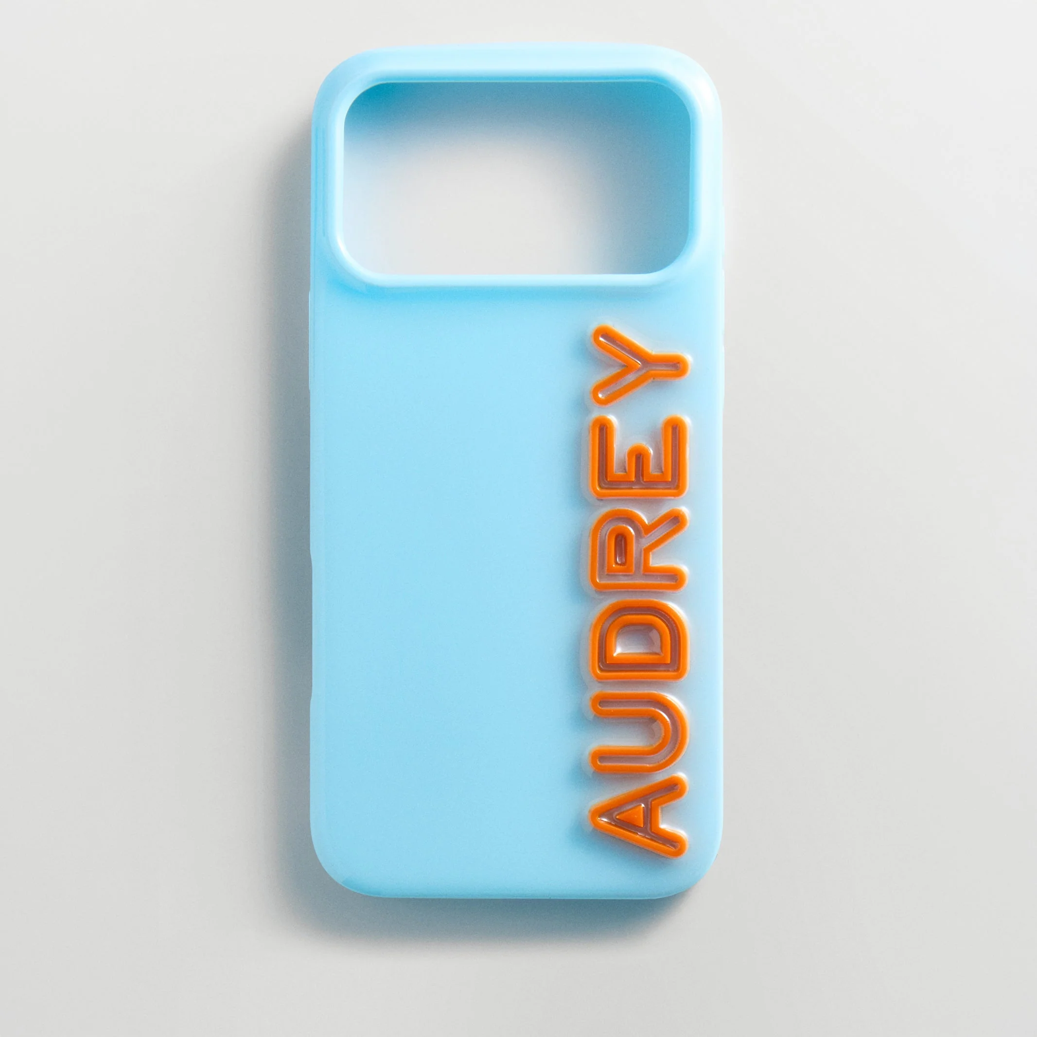 Fine Line Custom iPhone Case - Light Blue/Orange