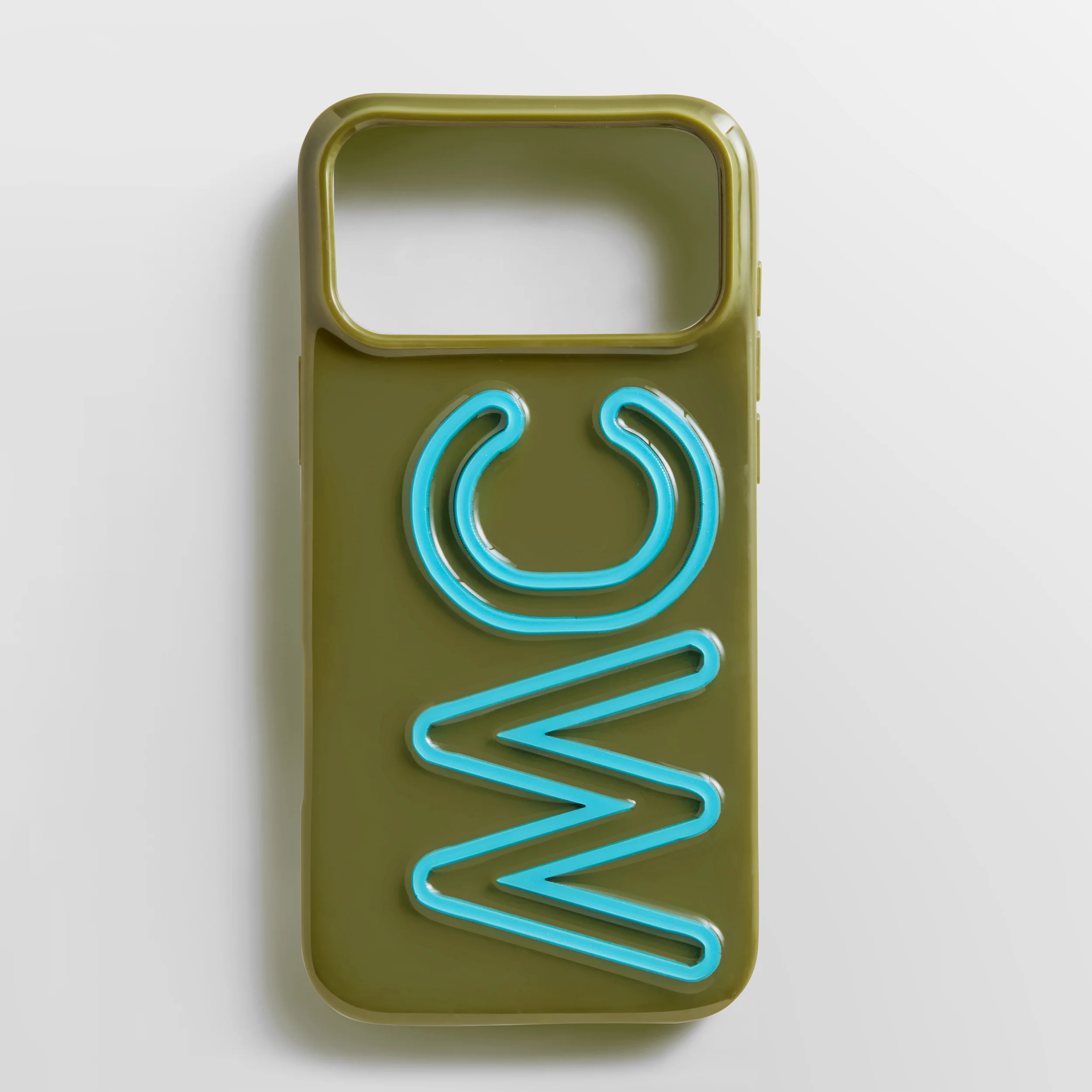Fine Line Custom iPhone Case - Dark Olive/Light Blue